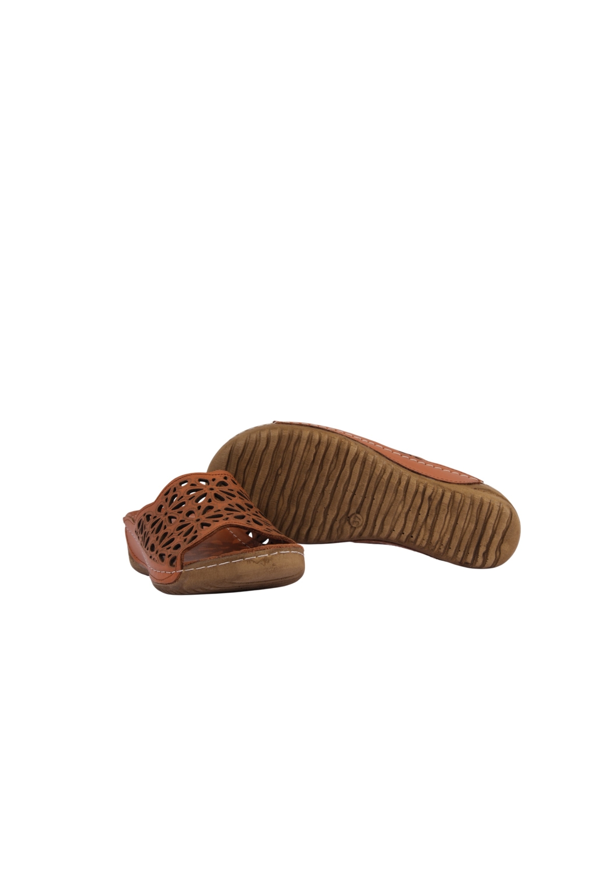 Lazer Kesim Hakiki Deri Delikli Ortopedik Rahat Taban Kadın Terlik NAPA-226 - Görsel 7