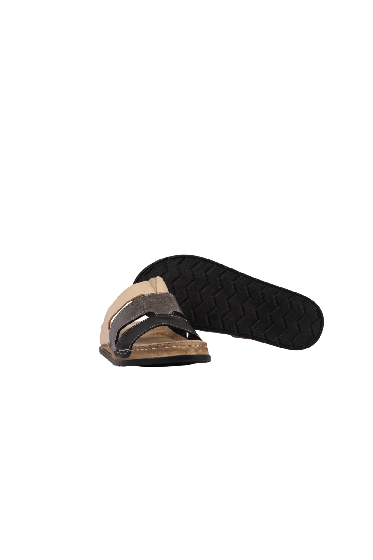 Hakiki Deri Üç Bantlı Çok Renkli Ortopedik Kadın Terlik NAPA-303 - Görsel 7