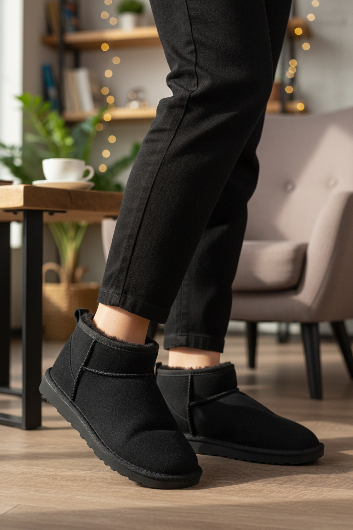 Siyah İçi Kürklü Soğuğa Dirençli Kadın Bot U-19 Z - Görsel 4