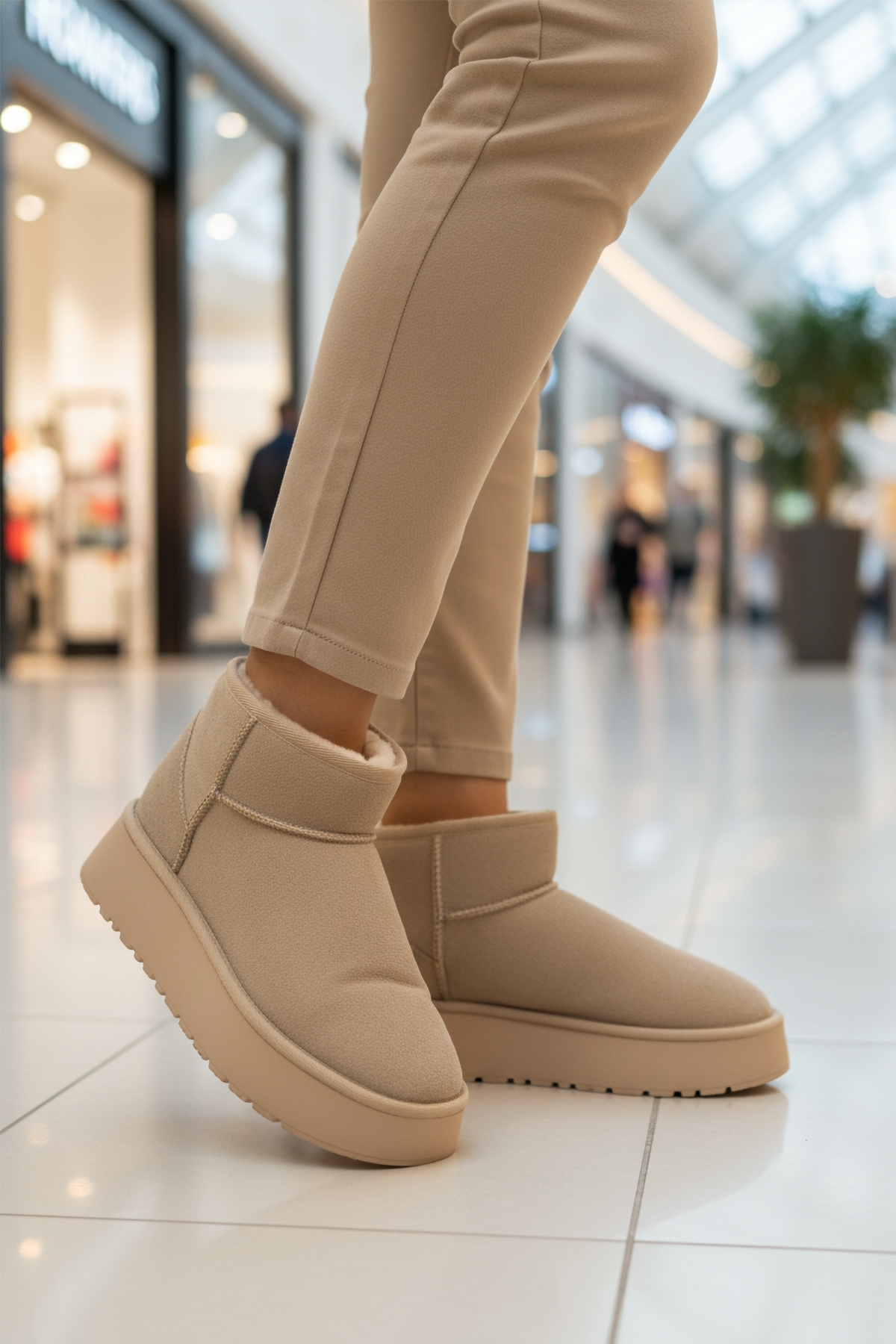 Bej İçi Kürklü Soğuğa Dirençli Kadın Bot U-400 Z - Görsel 4