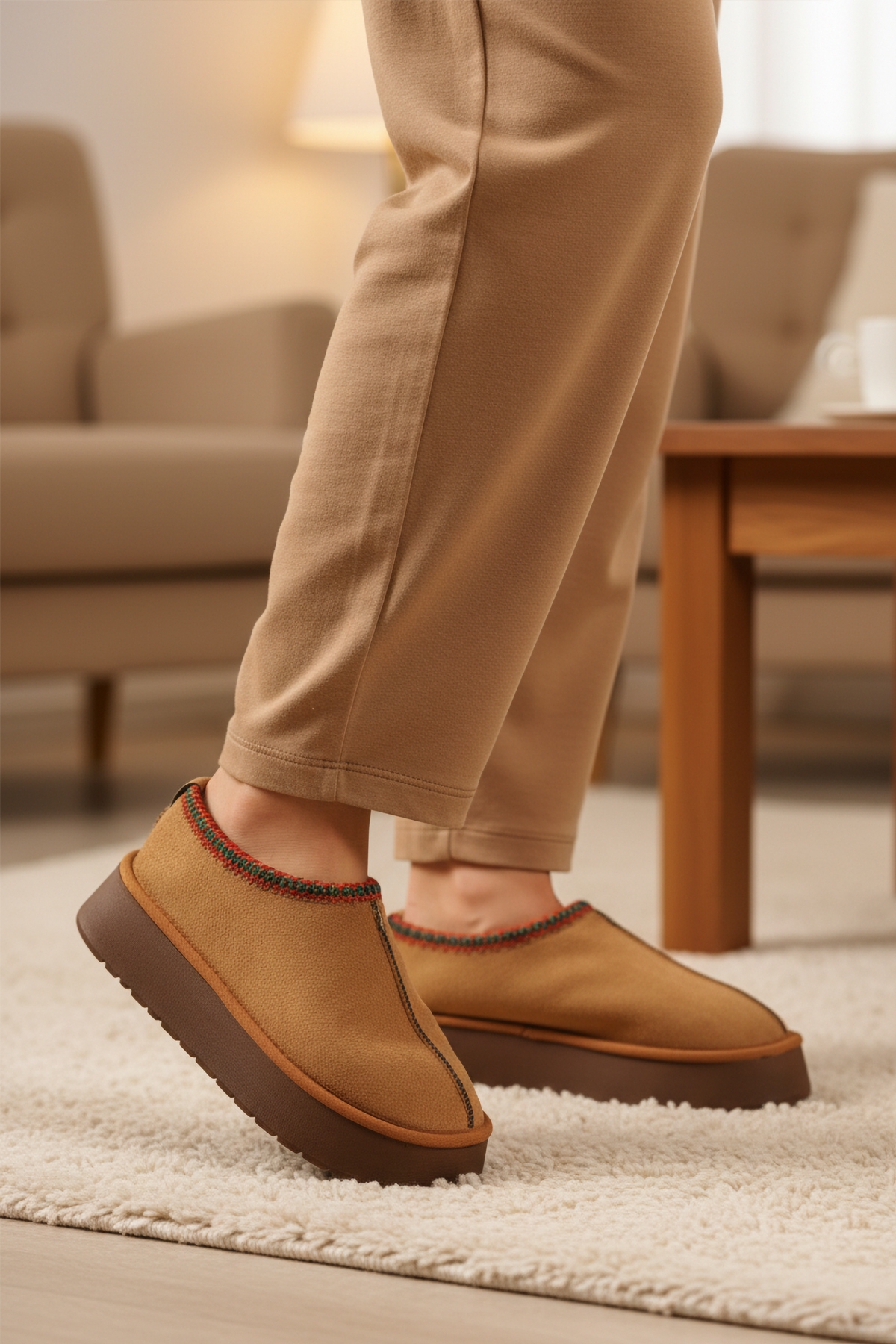 Taba İçi Kürklü Kadın Casual Ayakkabı U-50 Z - Görsel 4