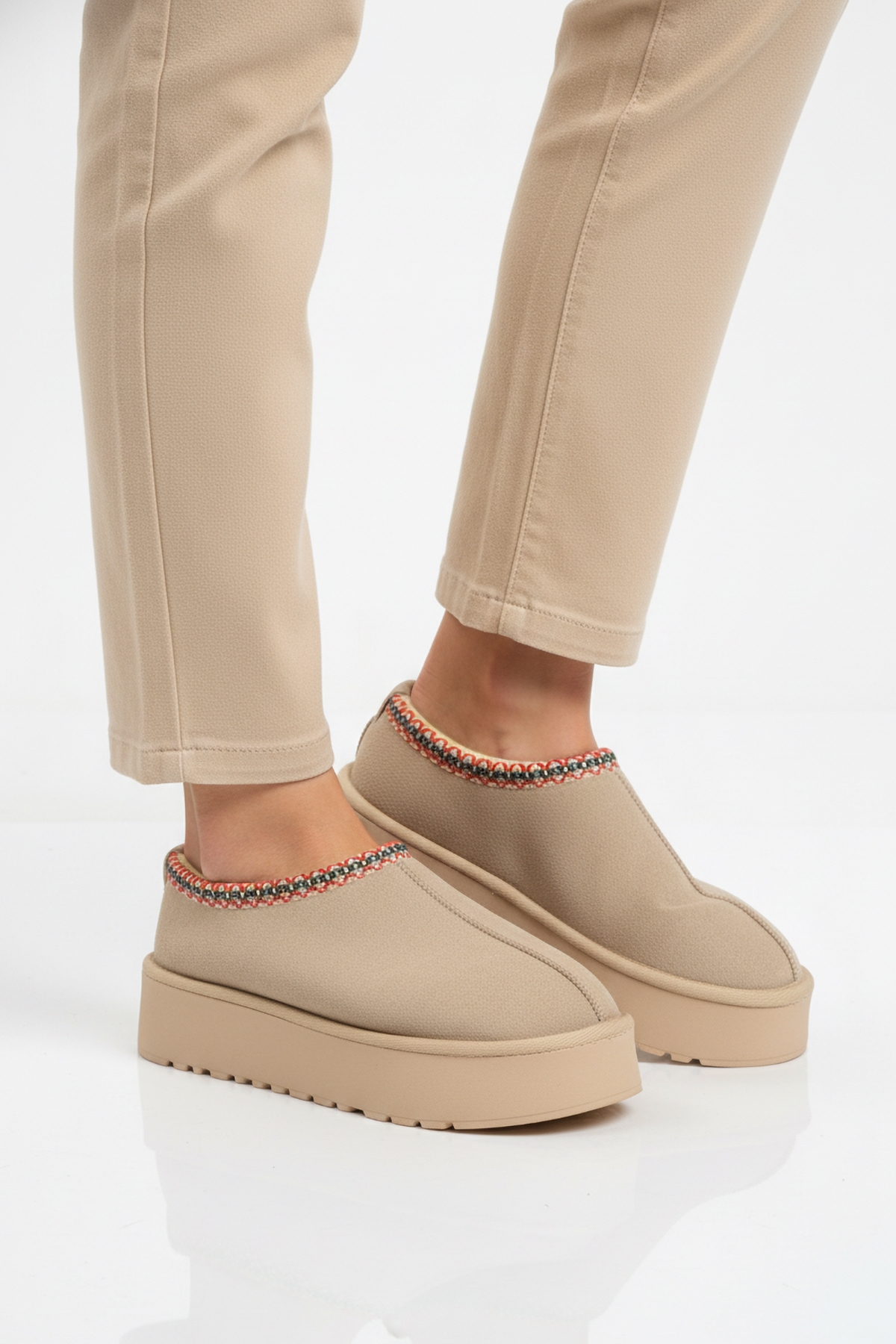 Bej İçi Kürklü Kadın Casual Ayakkabı U-50 Z - Görsel 2