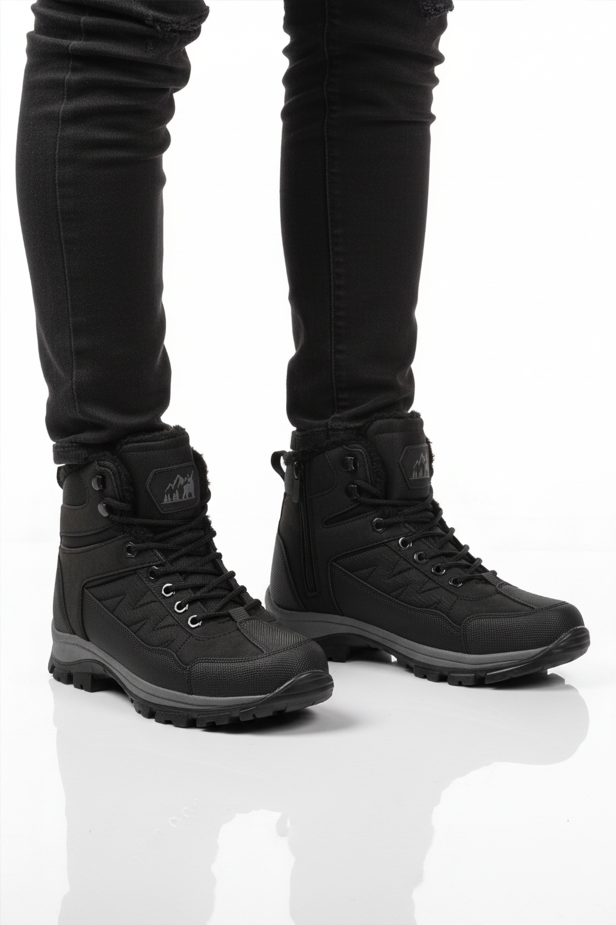 Siyah İçi Kürklü Soğuğa Dirençli Kaymaz Taban Unisex Outdoor Bot 980 G - Görsel 2