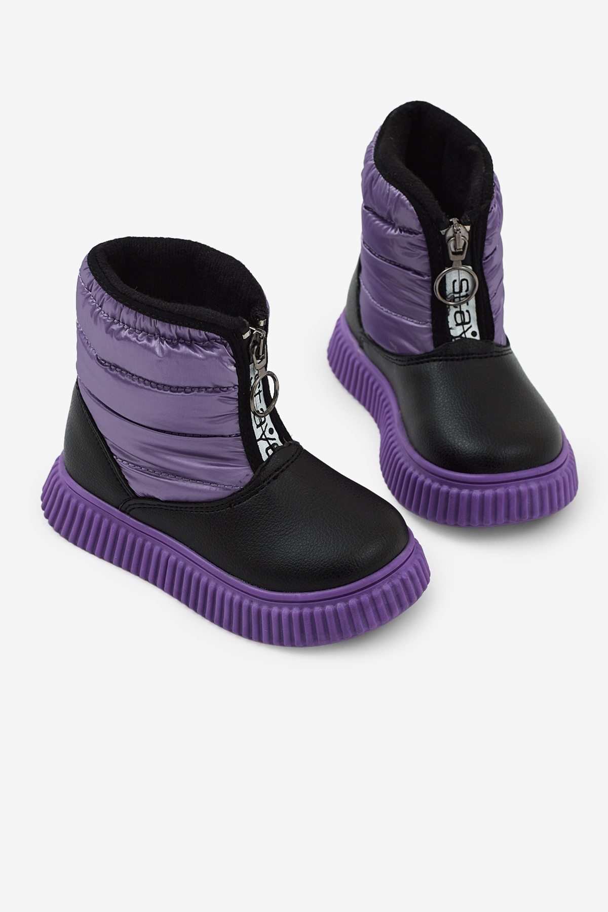 Çocuk Unisex Lila Esnek Termo Taban Sıcak Astarlı Önü Yazılı Fermuarlı Kar Botu - Görsel 2