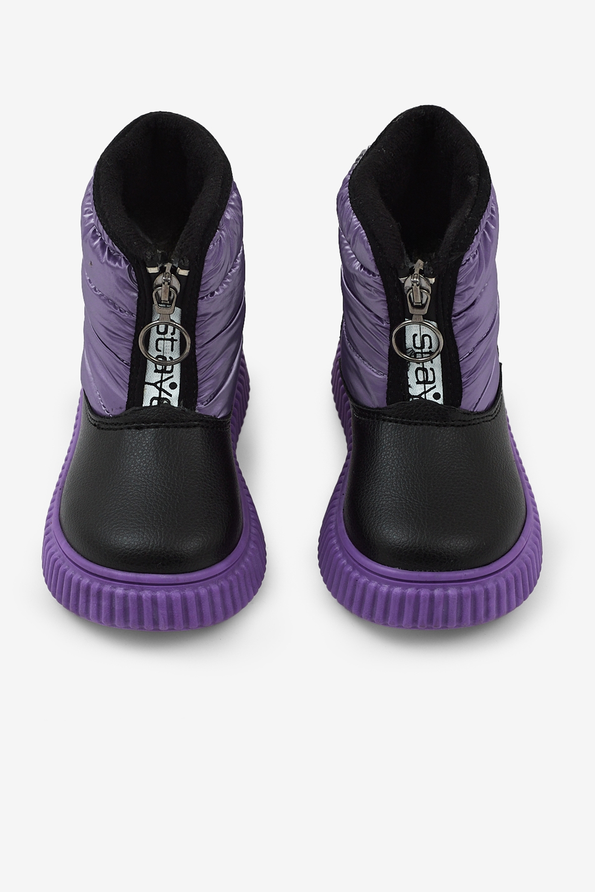 Çocuk Unisex Lila Esnek Termo Taban Sıcak Astarlı Önü Yazılı Fermuarlı Kar Botu - Görsel 3
