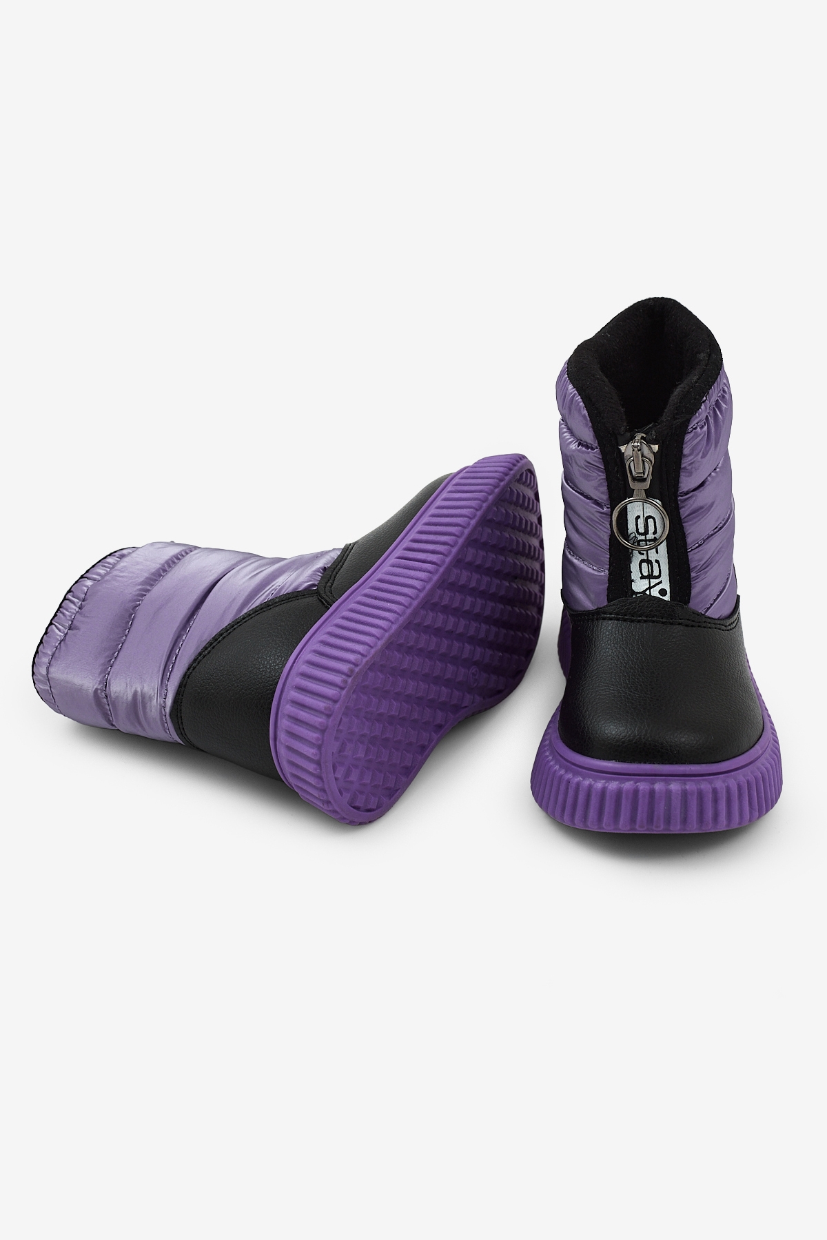 Çocuk Unisex Lila Esnek Termo Taban Sıcak Astarlı Önü Yazılı Fermuarlı Kar Botu - Görsel 5