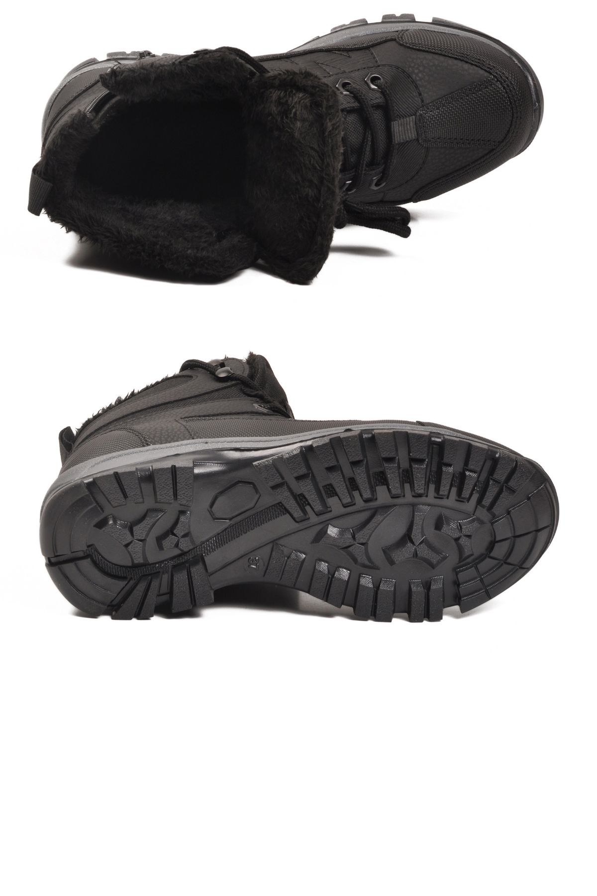 Siyah Kırışık İçi Kürklü Soğuğa Dirençli Kaymaz Taban Unisex Outdoor Bot 980 G - Görsel 6