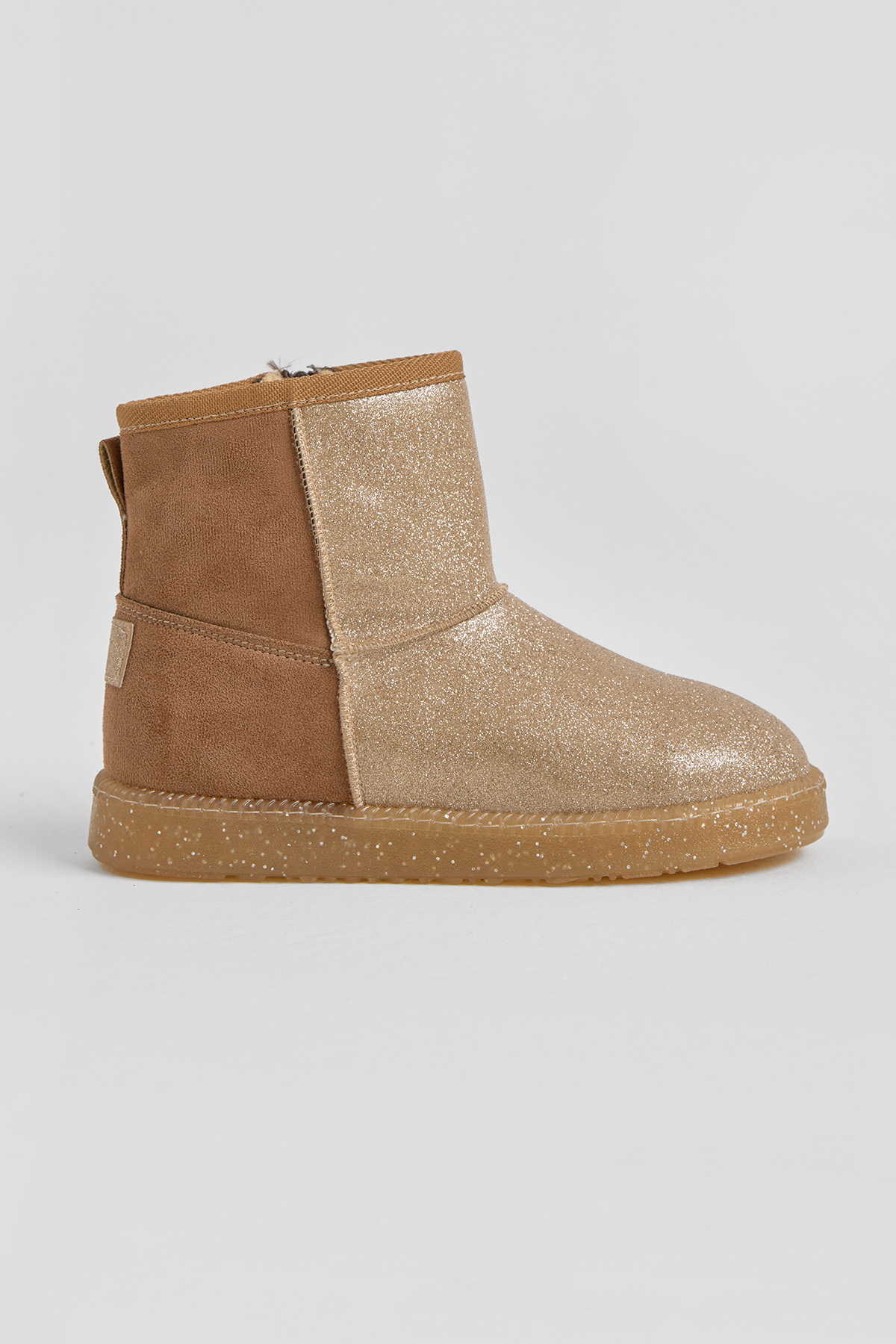 Kız Çocuk Taba Simli Termo Taban Süet Görünümlü İçi Kürklü Kısa Bot - Görsel 3