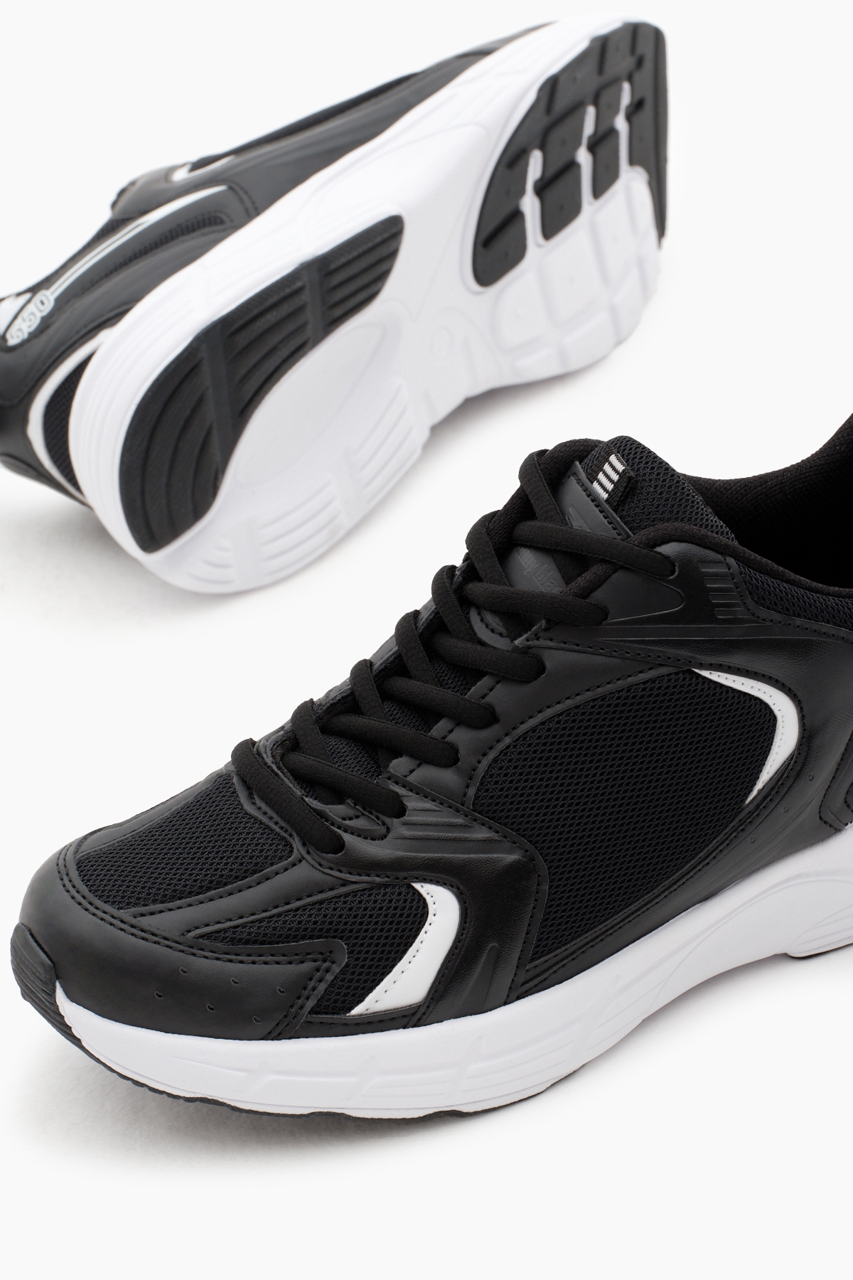 Unisex Siyah Beyaz File Rahat Kalıp Faylon Taban Bağcıklı Spor Ayakkabı - Görsel 5
