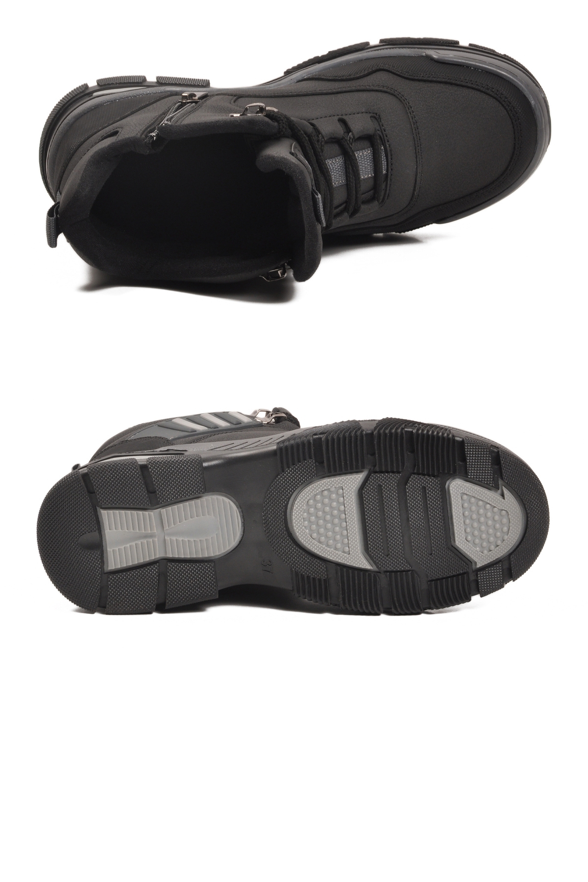 Siyah Gri Kaymaz Taban Fermuarlı Unisex Outdoor Bot 444 G - Görsel 6