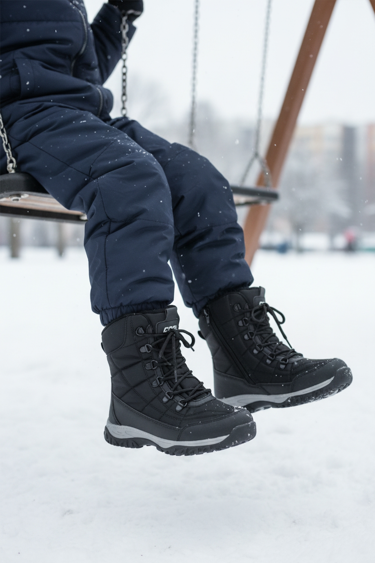 Siyah Polarlı Kaymaz Taban Soğuğa Dirençli Unisex Çocuk Bot Felix F - Görsel 4