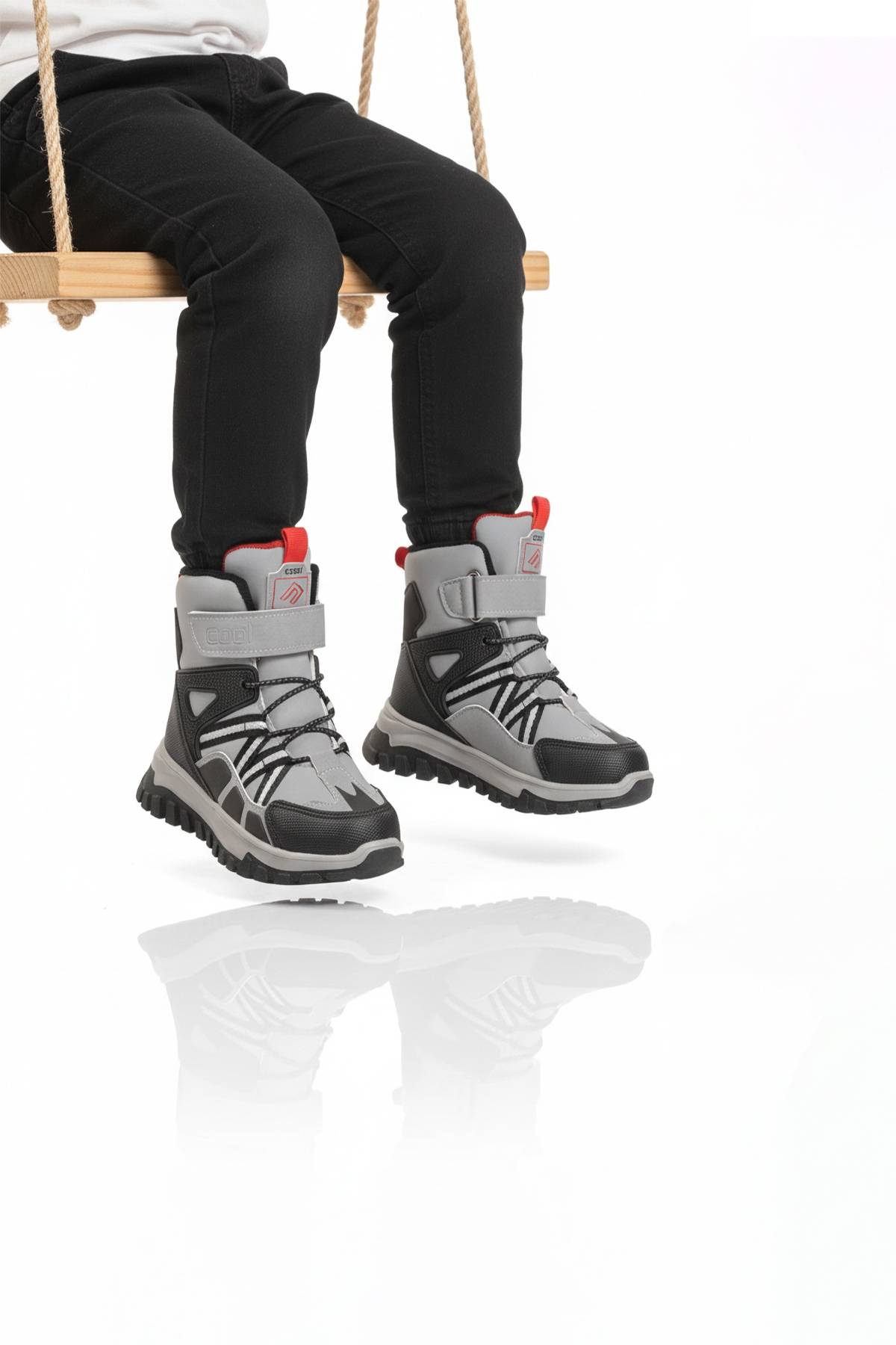 Gri Cırtlı Kaymaz Taban Unisex Çocuk Bot Hilly P - Görsel 2