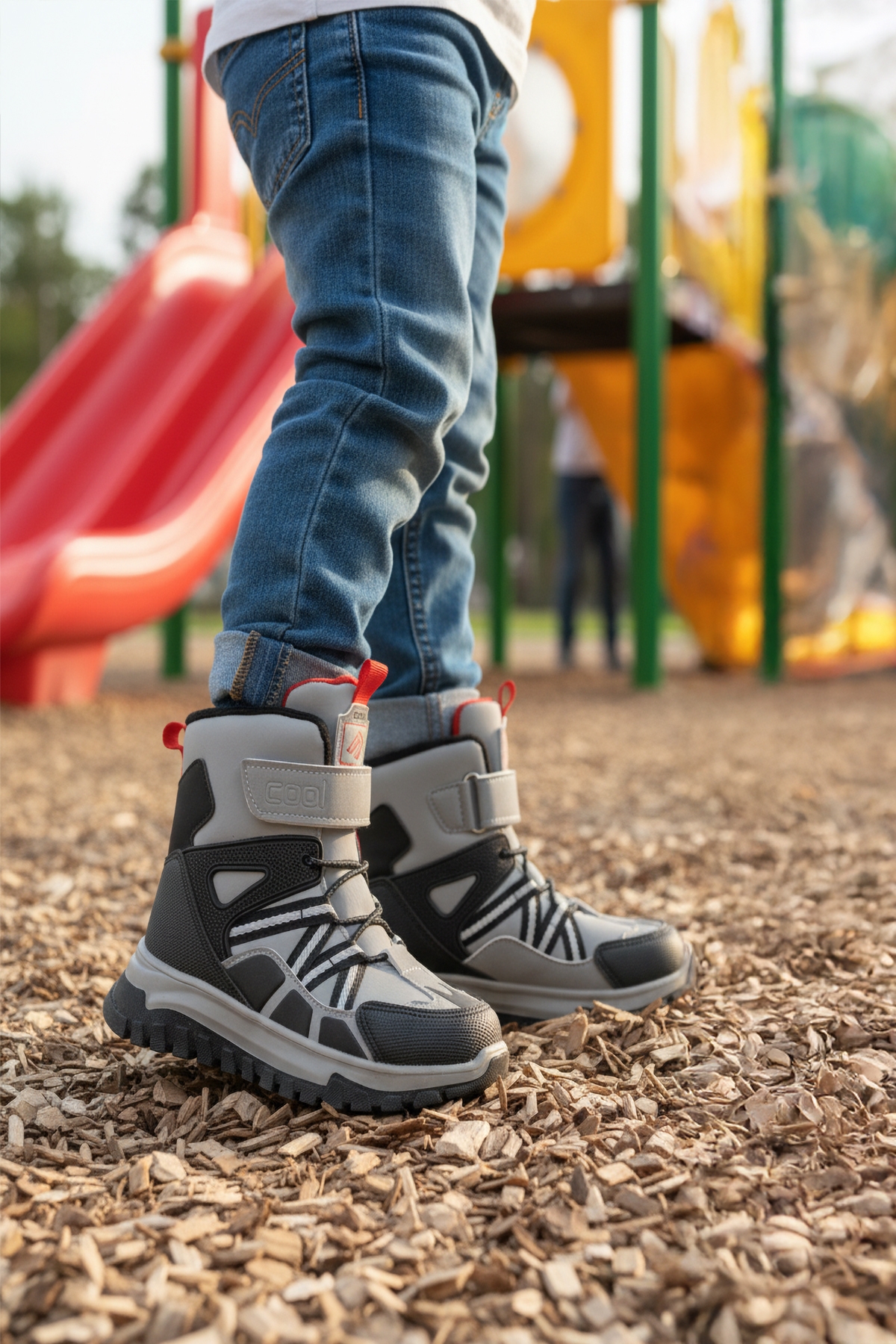 Gri Cırtlı Kaymaz Taban Unisex Çocuk Bot Hilly P - Görsel 4