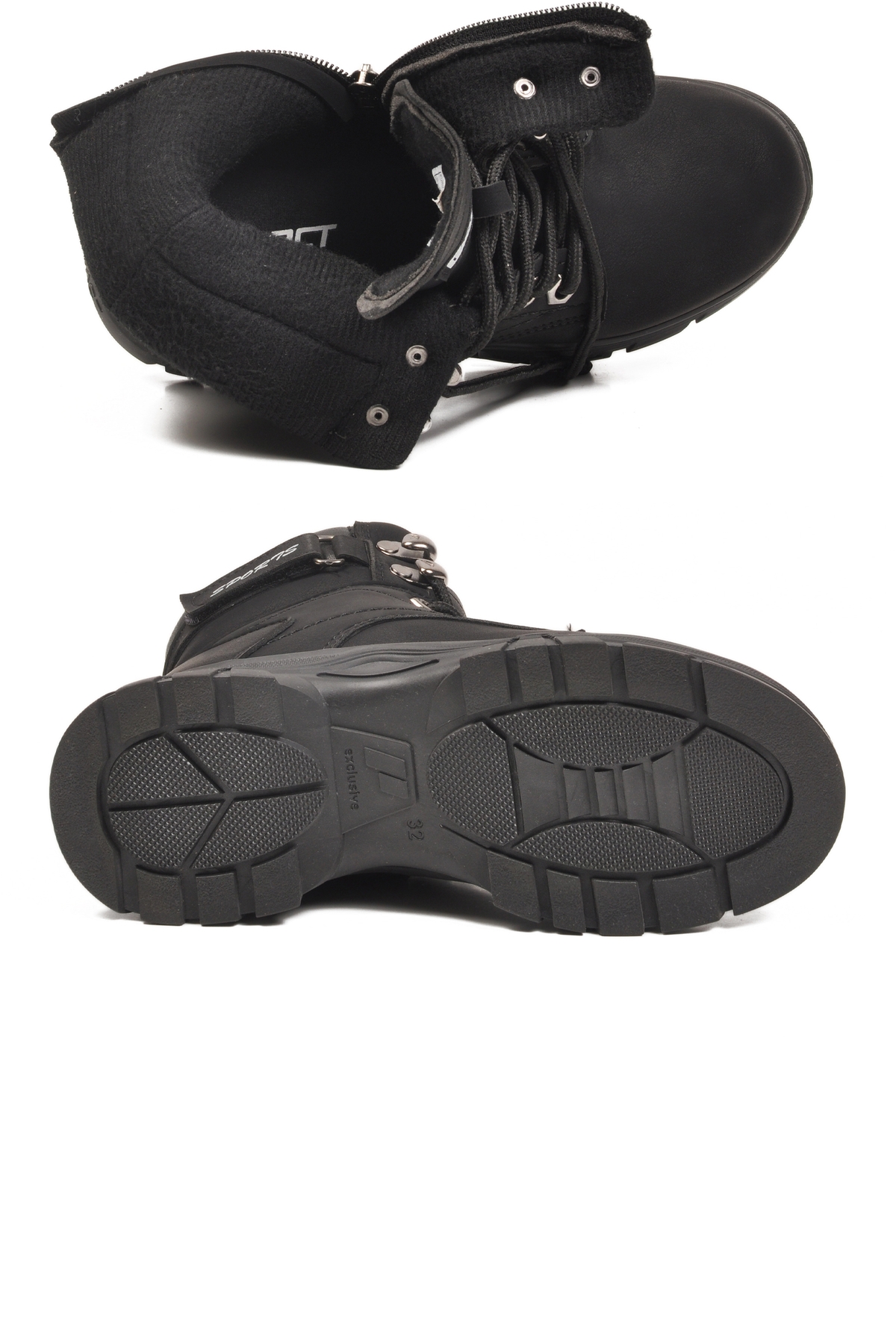 Siyah Zümrüt İçi Polarlı Kaymaz Taban Unisex Çocuk Bot 24035 F - Görsel 6