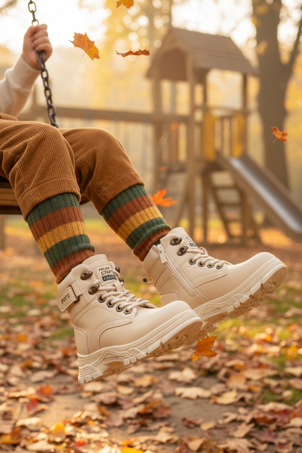 Bej İçi Polarlı Kaymaz Taban Unisex Çocuk Bot 24035 F - Görsel 4