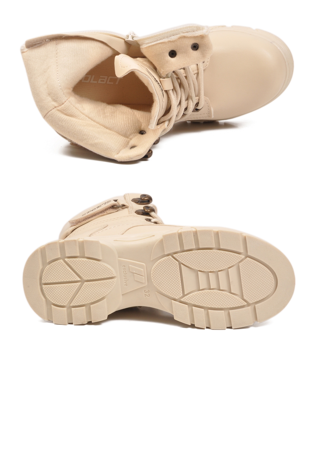 Bej İçi Polarlı Kaymaz Taban Unisex Çocuk Bot 24035 F - Görsel 6