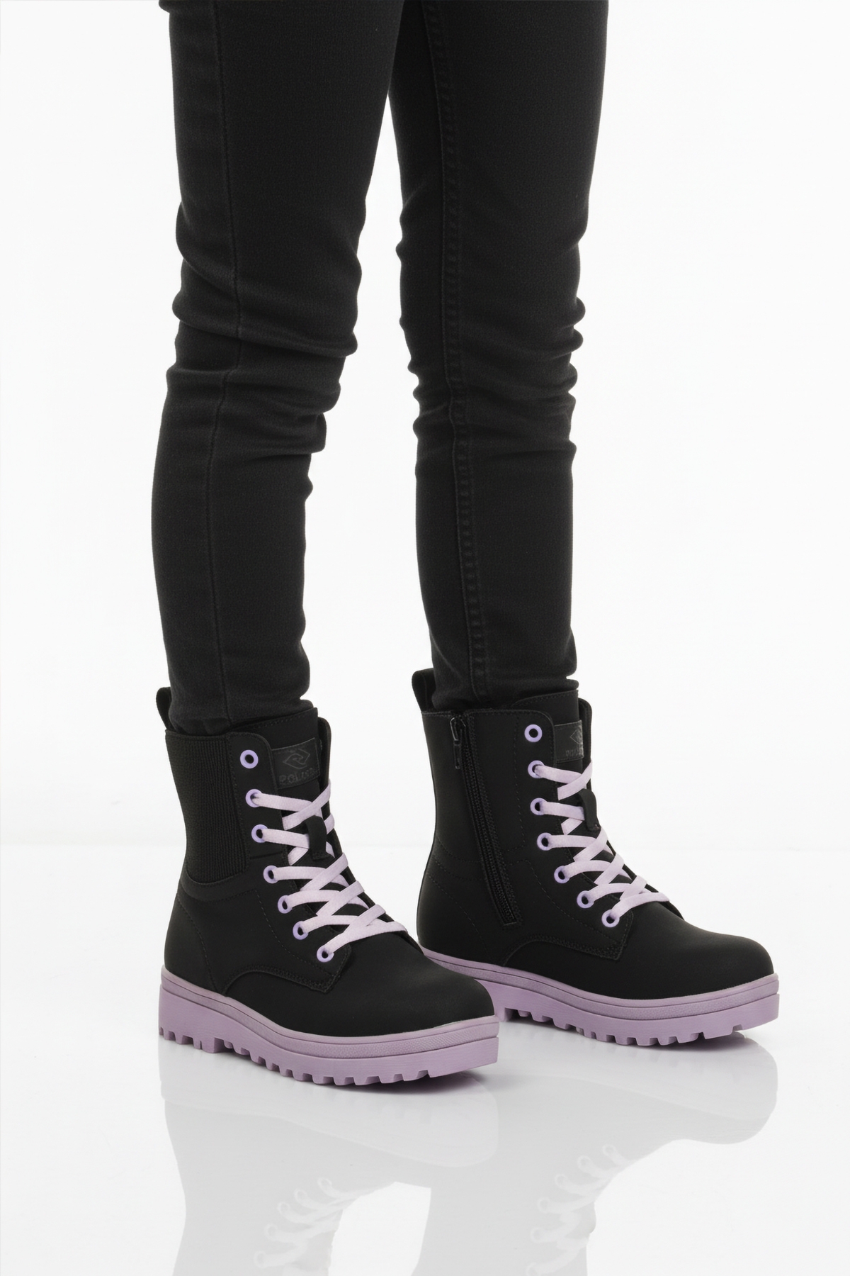 Siyah Lila İçi Polarlı Kaymaz Taban Kız Çocuk Bot 23002 F - Görsel 2