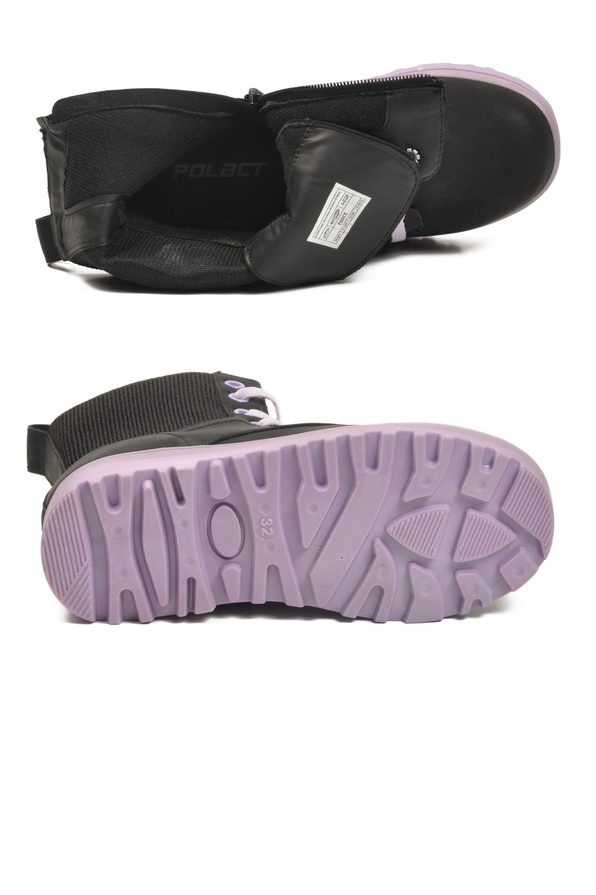 Siyah Lila İçi Polarlı Kaymaz Taban Kız Çocuk Bot 23002 F - Görsel 6