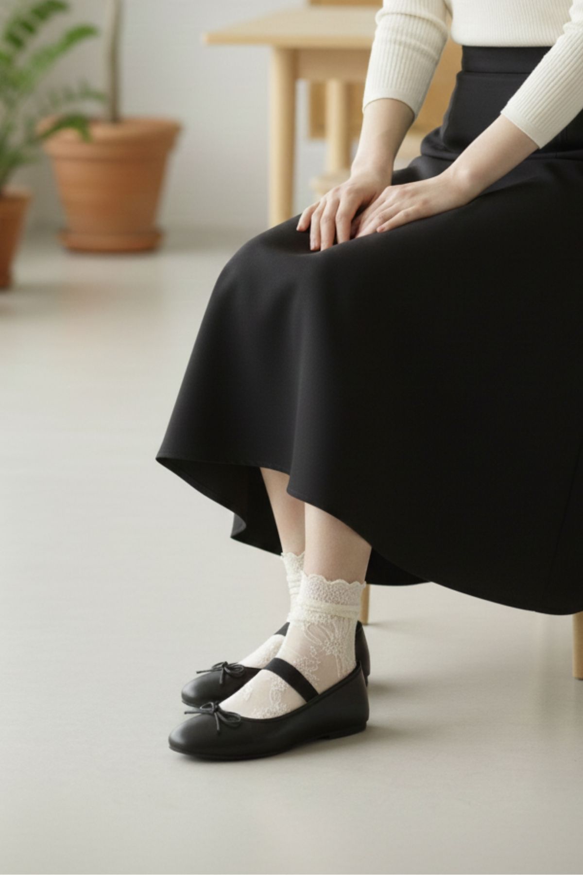 Kadın Kare Burun Lastkli Bantlı Rahat Taban Babet Ayakkabı NAPA-AES19214 - Görsel 2