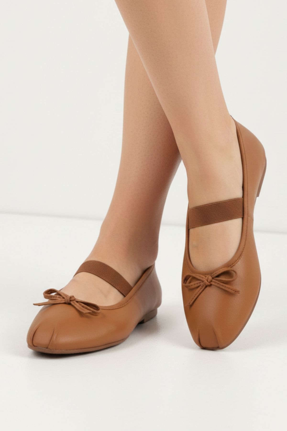 Kadın Lastik Bantlı Fiyonklu Kare Burun Babet Ayakkabı NAPA-AES19210 - Görsel 2