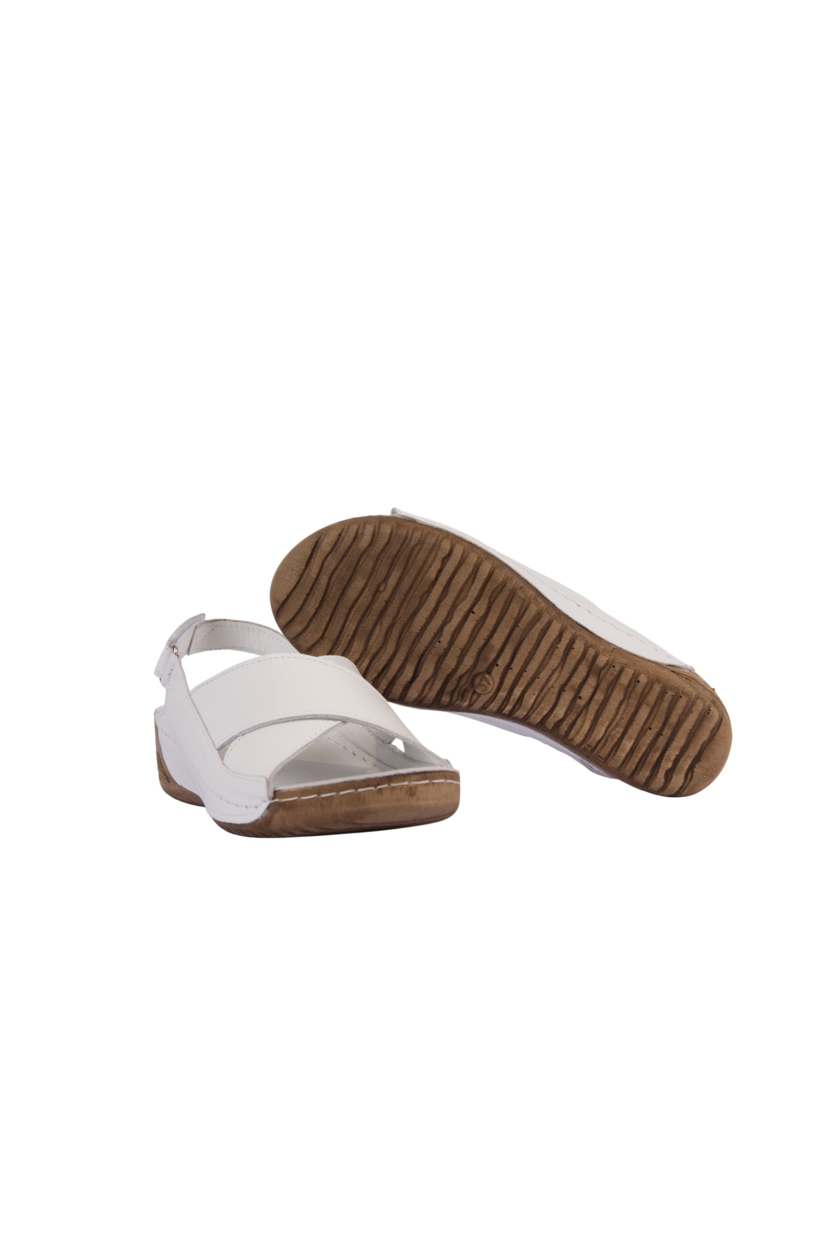 Hakiki Deri Çapraz Bantlı Arkadan Ayarlı Rahat Taban Dolgu Topuk Kadın Sandalet NAPA-311 - Görsel 8