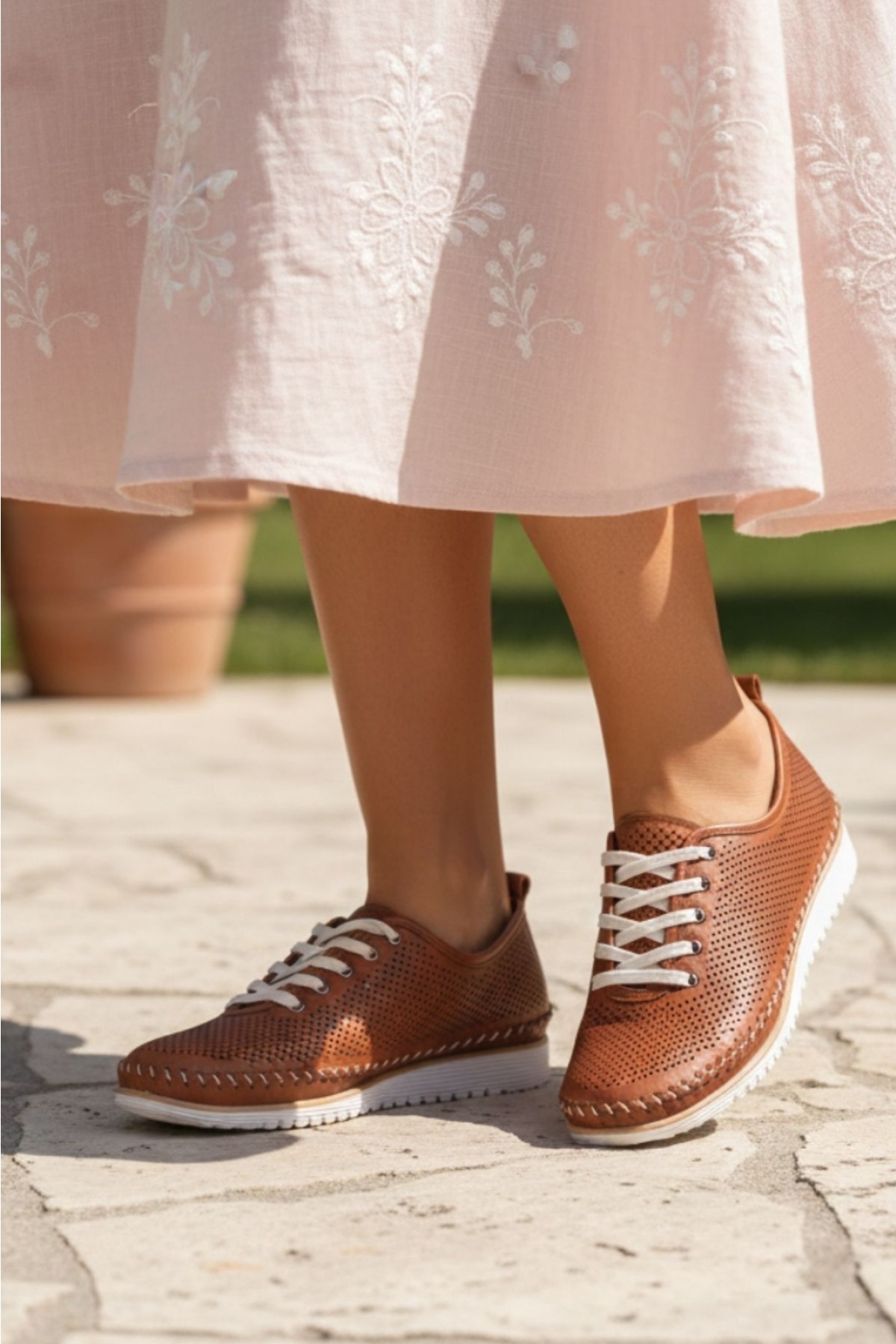 Kadın Bağcıklı Delikli Rahat Taban Hafif Casual Ayakkabı NAPA-60L - Görsel 3