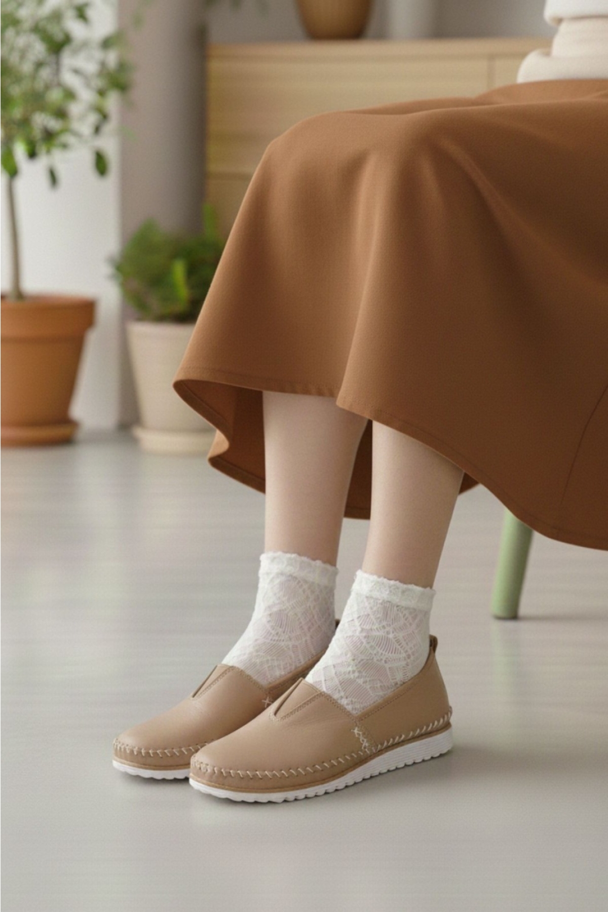 Nefes Alan Hakiki Deri Rahat Taban Kadın Casual Ayakkabı NAPA-108 - Görsel 2