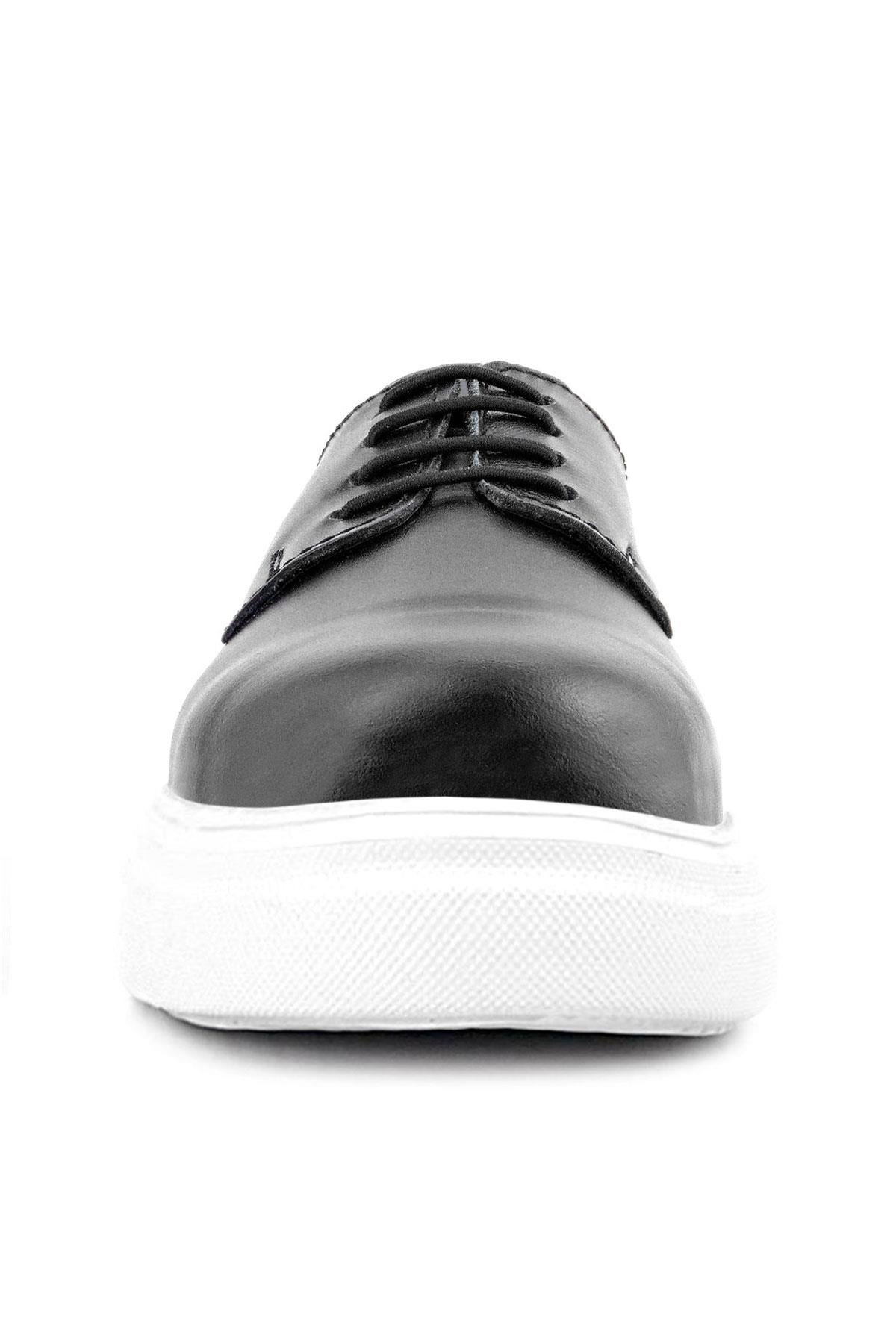 Rakerplus Siyah Rakerplus Hakiki Deri Derby Beyaz Tabanlı Çocuk Klasik Ayakkabı