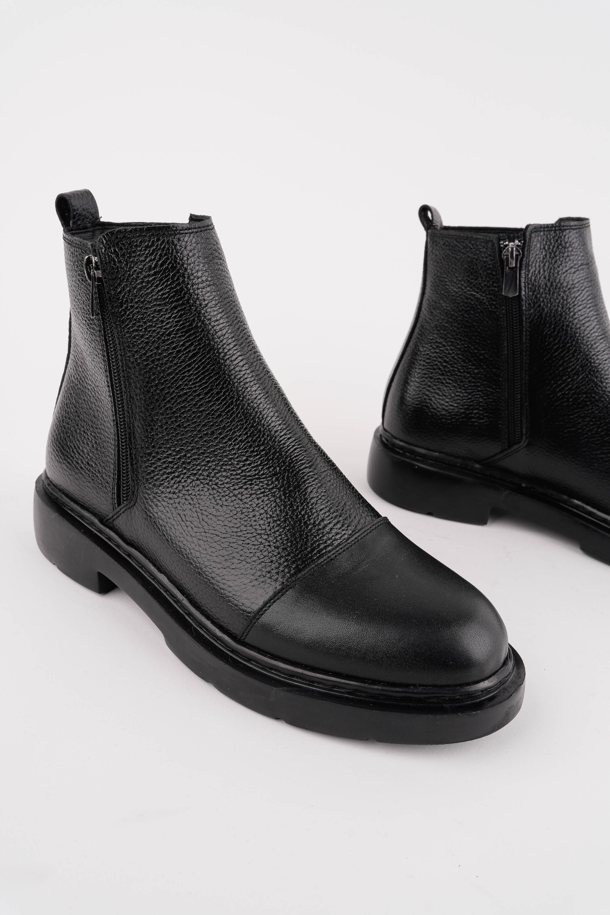 DRAKO Hakiki Deri Çift Fermuarlı Erkek Kışlık Chelsea Bot - Görsel 3