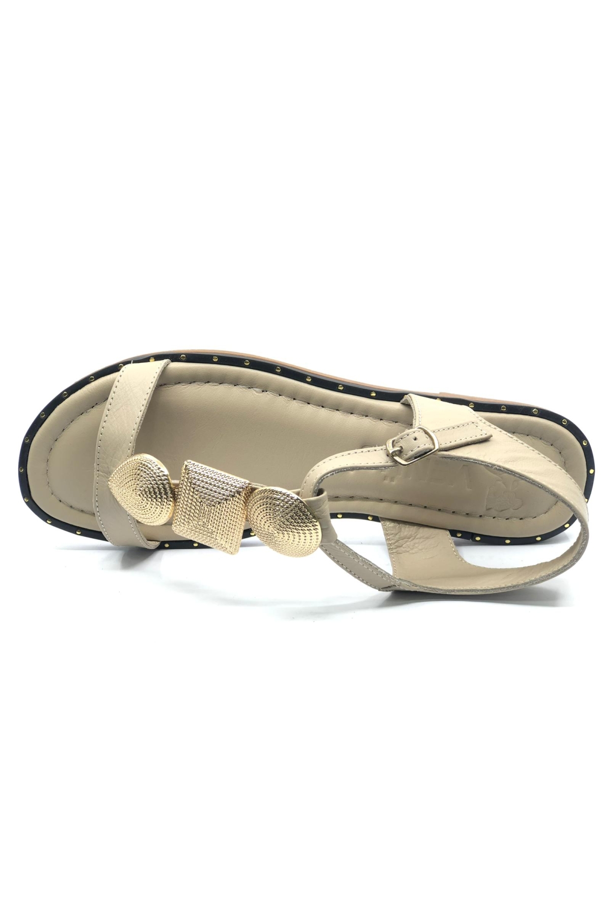 Elguh Hakiki Deri Comfort Ortopedik Kadın Sandalet - Görsel 5