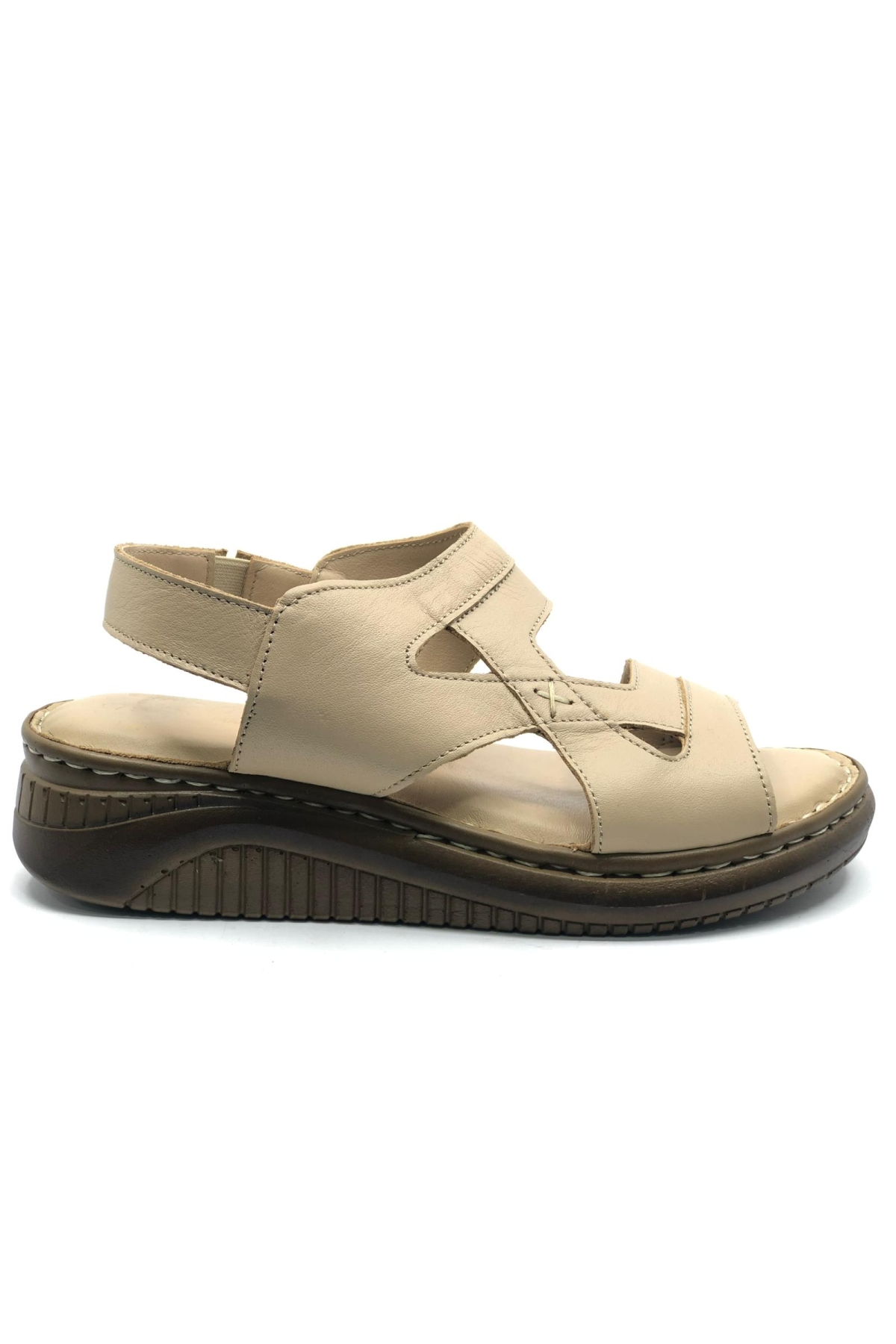 Poni Hakiki Deri Comfort Ortopedik Kadın Sandalet - Görsel 2