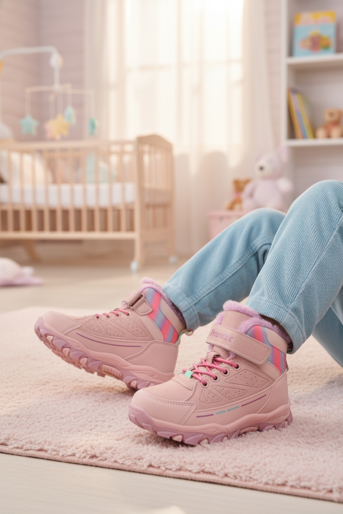 Pembe Kürklü Kaymaz Cırtlı Kız Çocuk Bot 2082 P - Görsel 4