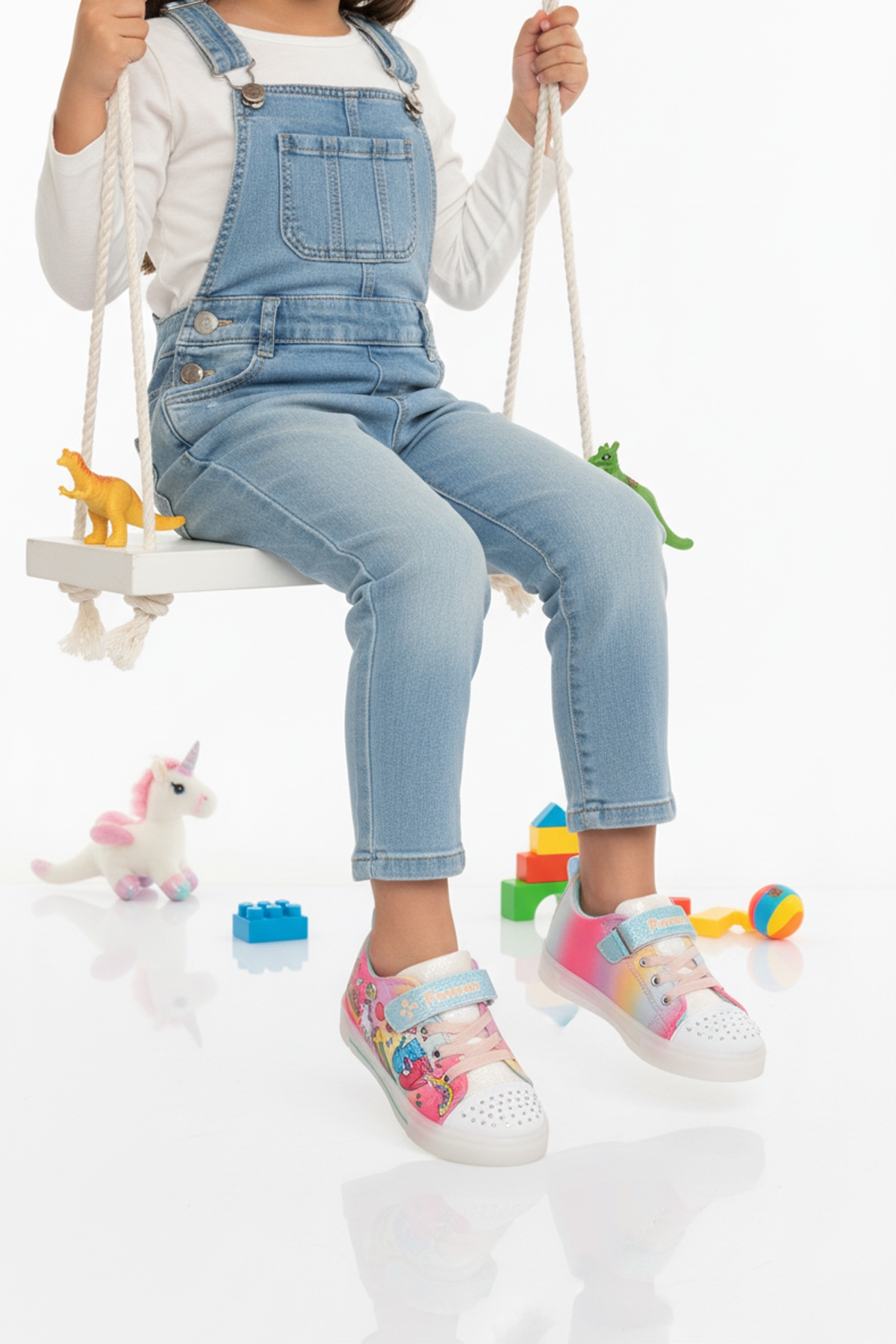 Renkli Desenli Cırtlı Kız Çocuk Sneaker 1842 P - Görsel 2