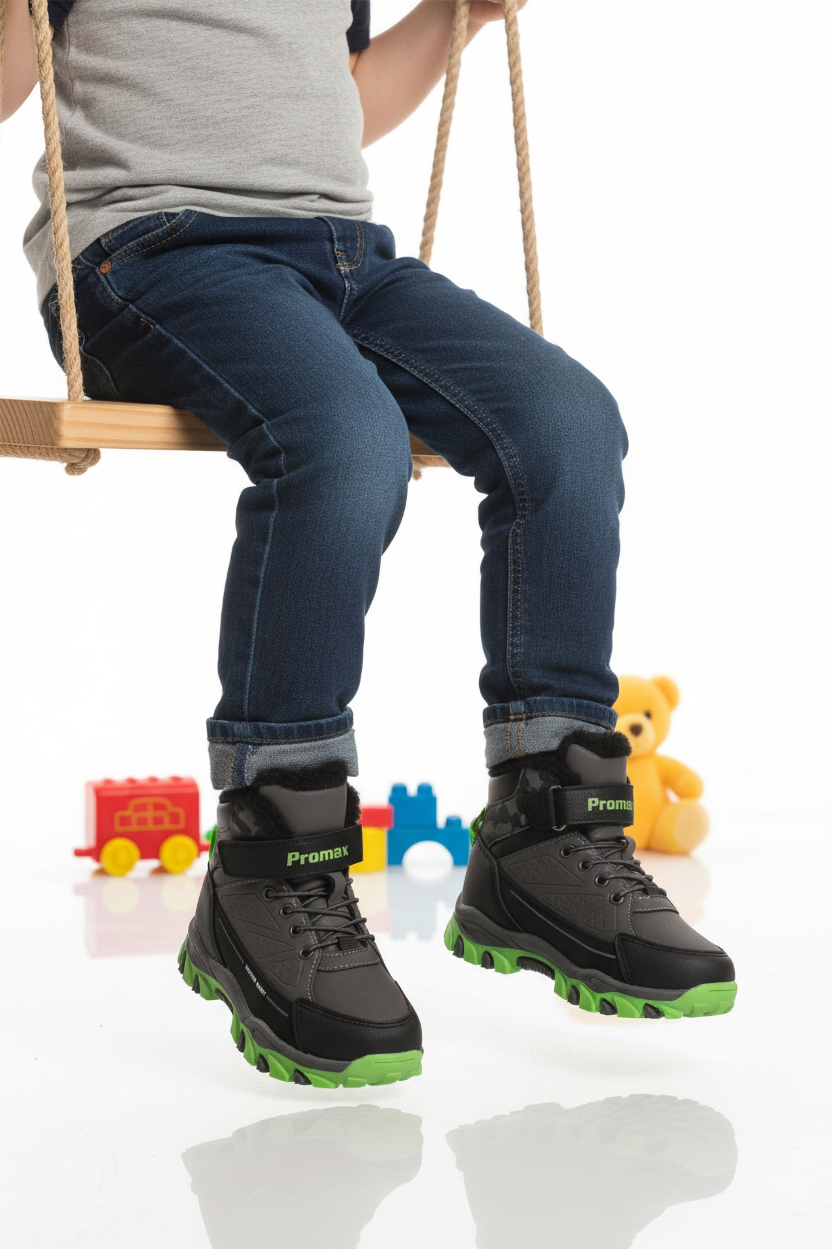 Füme Kürklü Kaymaz Cırtlı Erkek Çocuk Bot 2082 P - Görsel 2