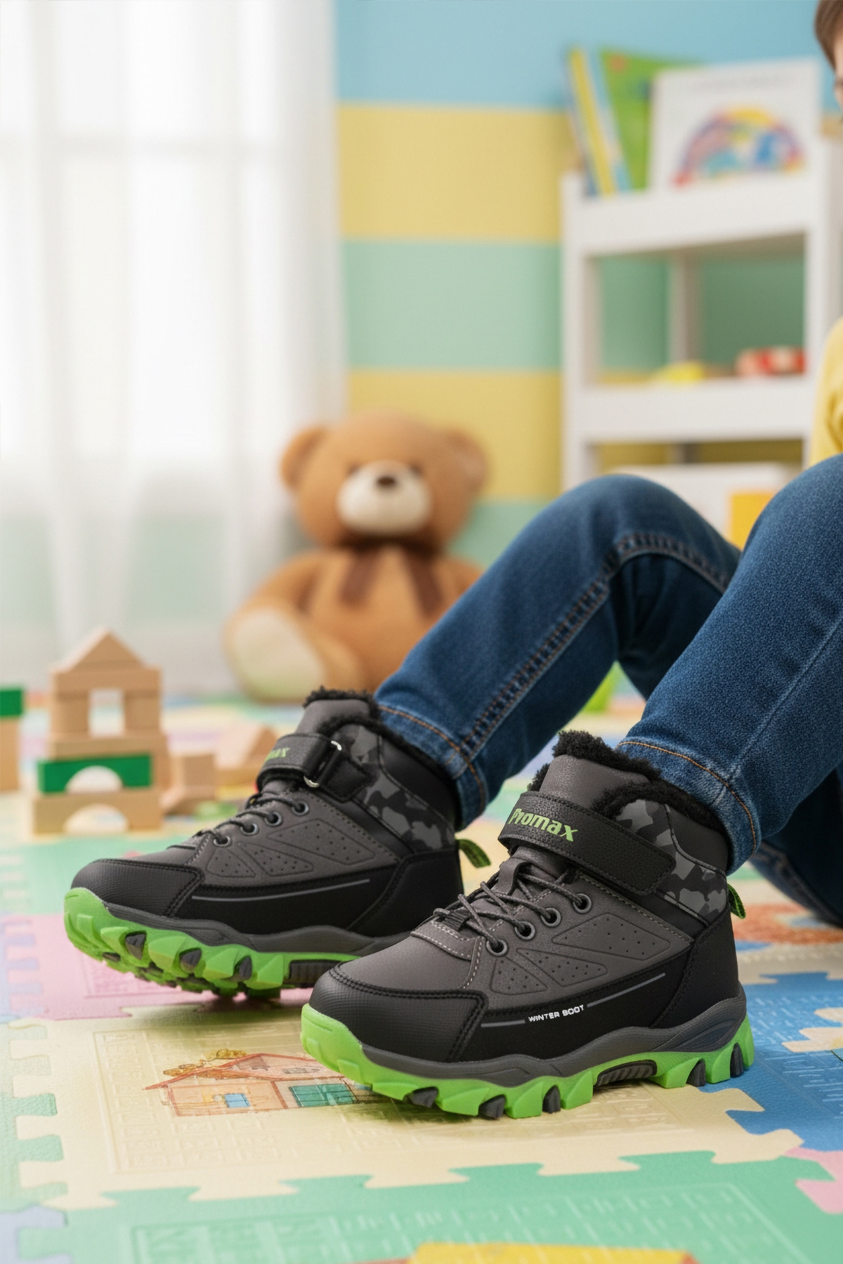 Füme Kürklü Kaymaz Cırtlı Erkek Çocuk Bot 2082 P - Görsel 4