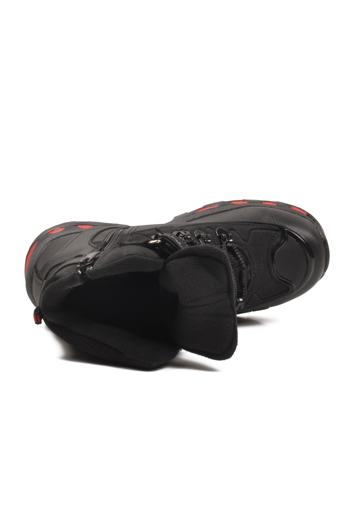 Siyah Kırmızı Polarlı Kaymaz Fermuarlı Unisex Outdoor Çocuk Bot 2115 F - Görsel 5