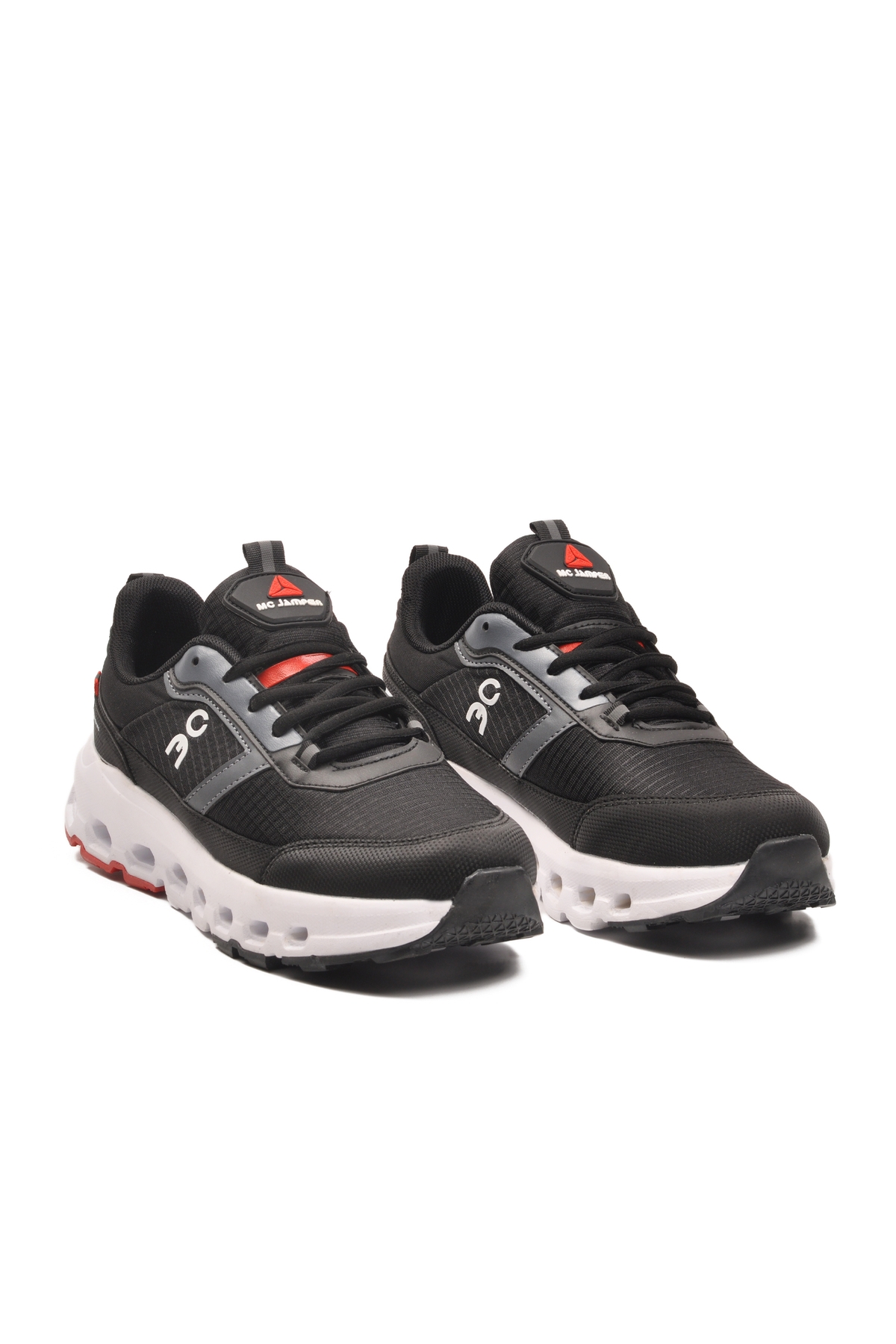 Siyah Beyaz Memory Foam Hafif Esnek Bağcıklı Erkek Sneaker 2394 M - Görsel 4