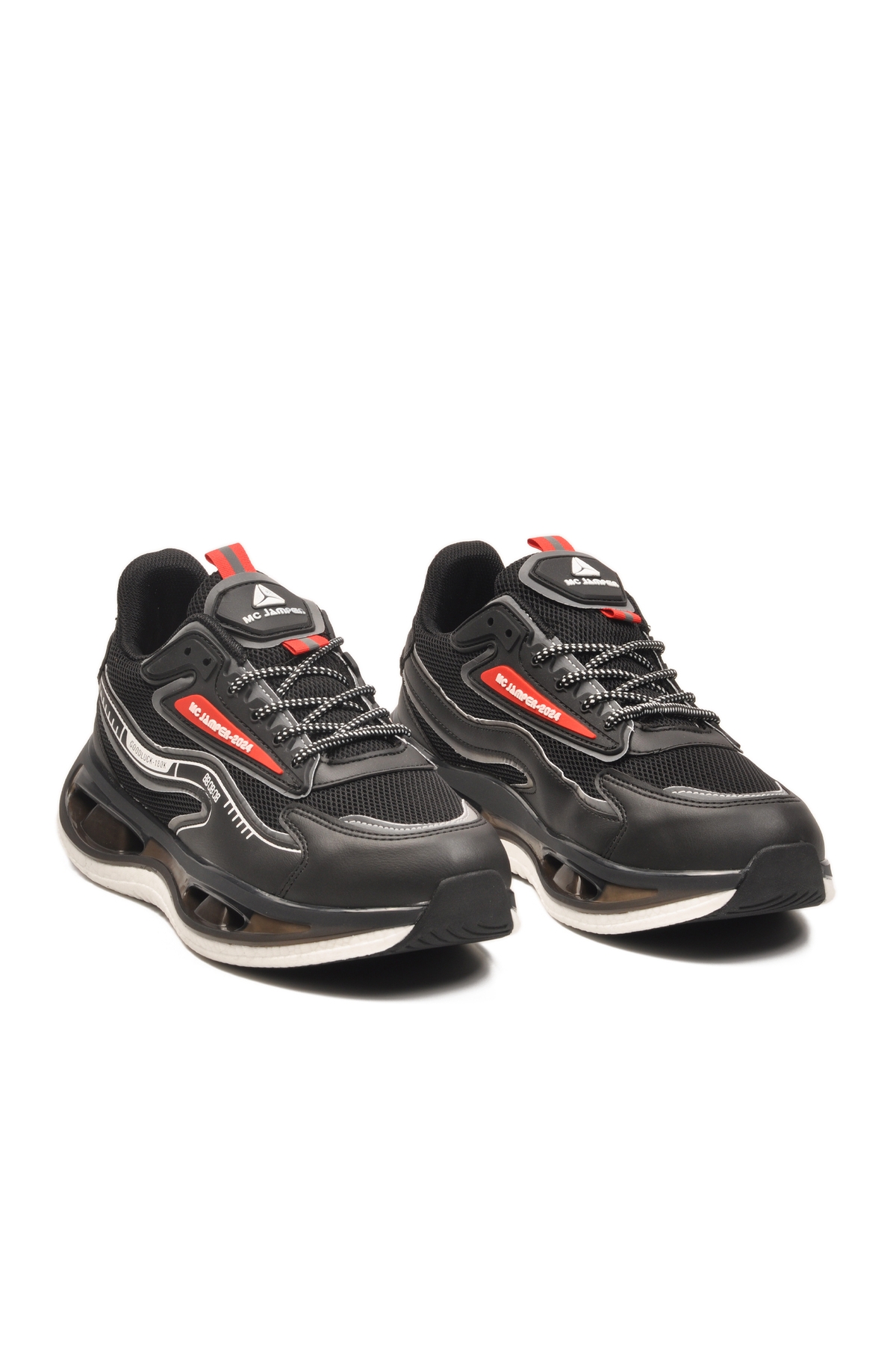 Siyah Kırmızı Fileli Hafif Esnek Erkek Spor Ayakkabı 2244 M - Görsel 4