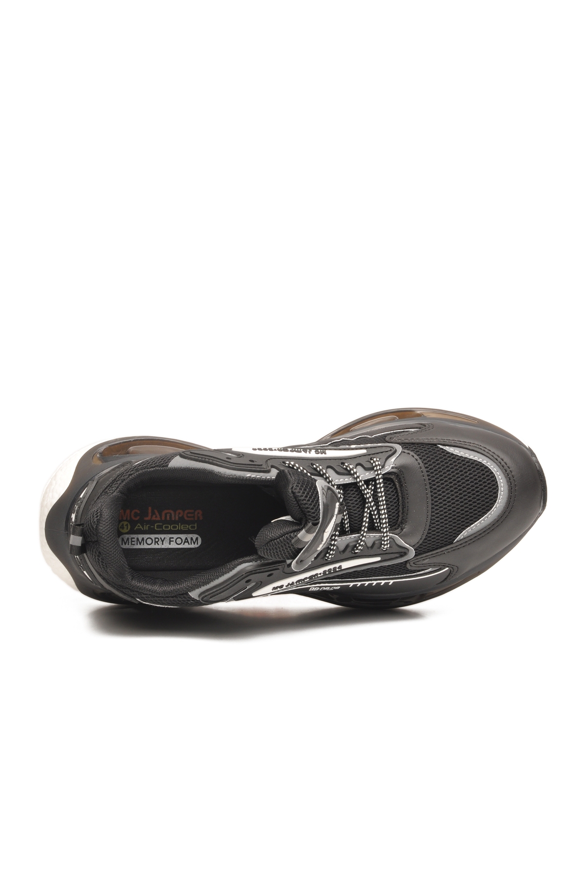 Siyah Beyaz Fileli Hafif Esnek Erkek Spor Ayakkabı 2244 M - Görsel 5