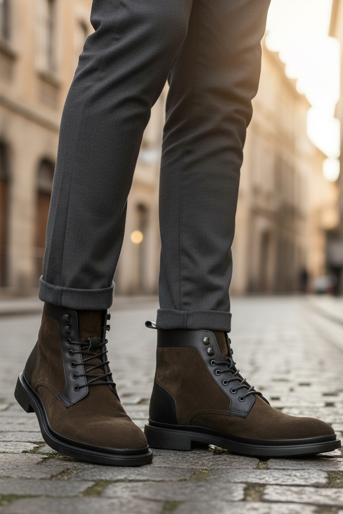 Haki Süet Hakiki Deri Bağcıklı Erkek Bot Po 2439 M - Görsel 4