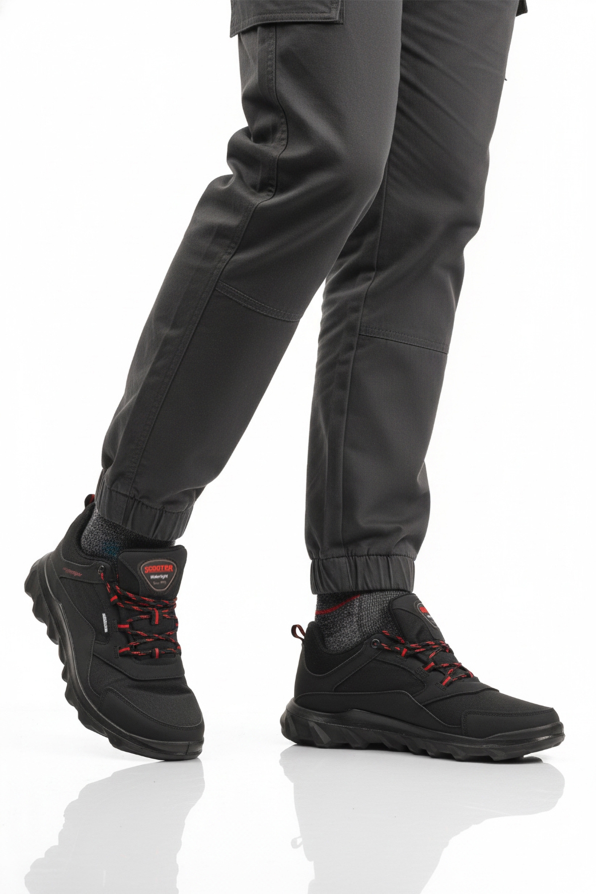 Siyah Kırmızı Su Geçirmez Kaymaz Erkek Outdoor Ayakkabı M7201 M - Görsel 2