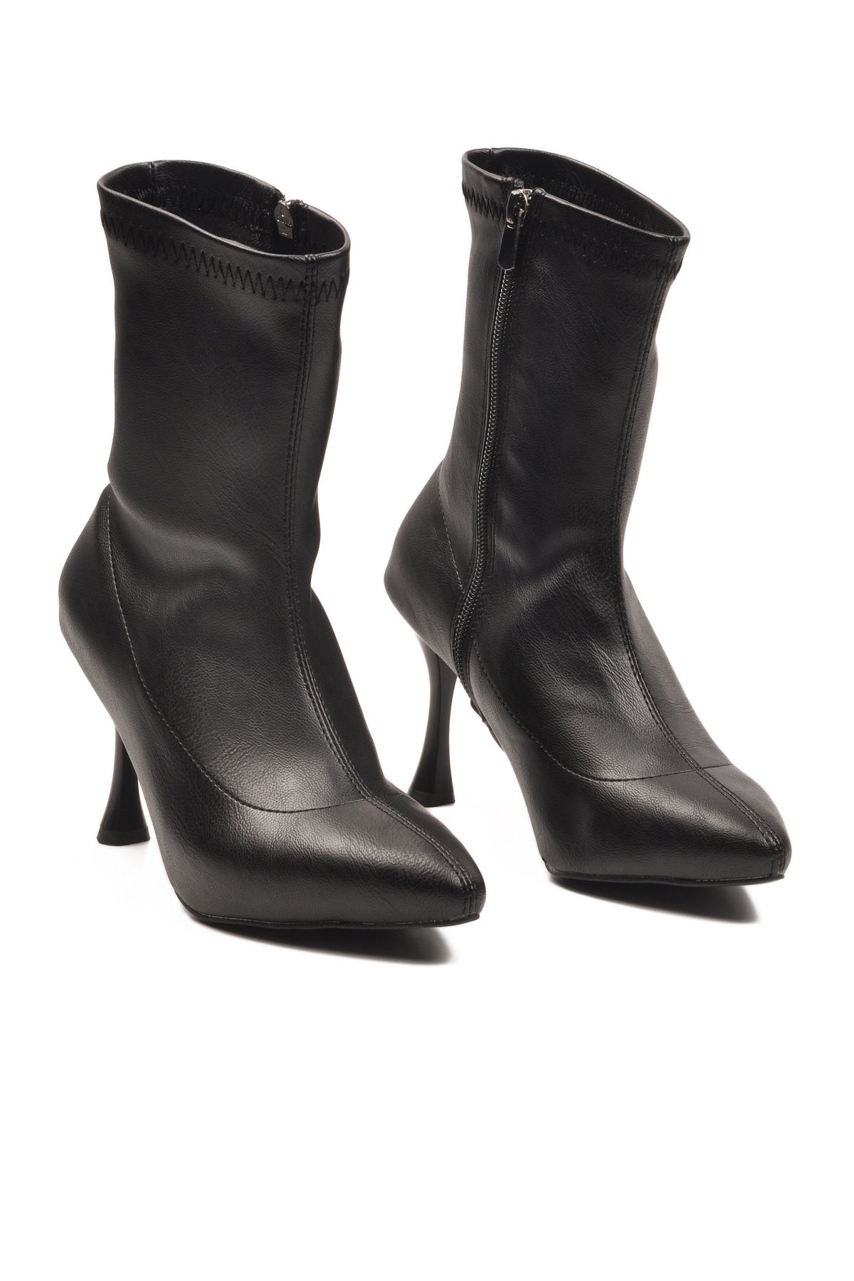 Siyah Kadın Polarlı Fermuarlı İnce Topuklu Bot 2614 Z - Görsel 4