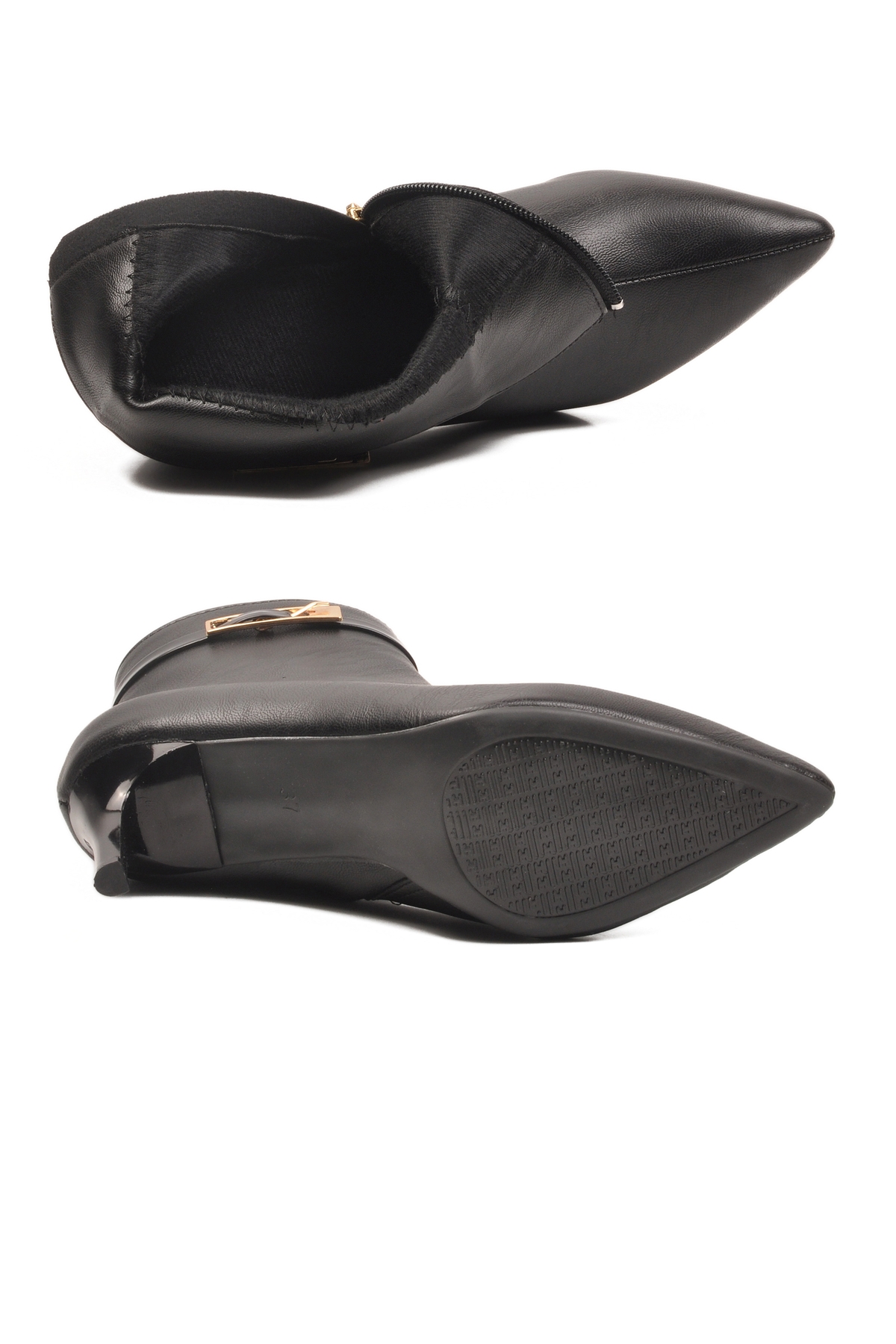 Siyah İçi Polarlı İnce Topuklu Fermuarlı Kadın Bot 2611 Z - Görsel 6