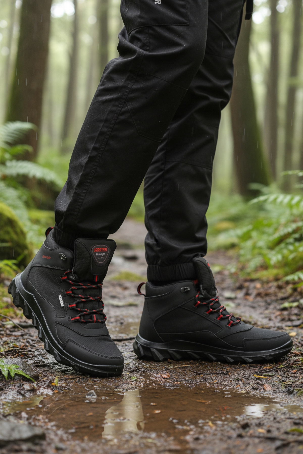 Siyah Kırmızı Su Geçirmez Kayma Taban Erkek Outdoor Bot M7200 M - Görsel 4