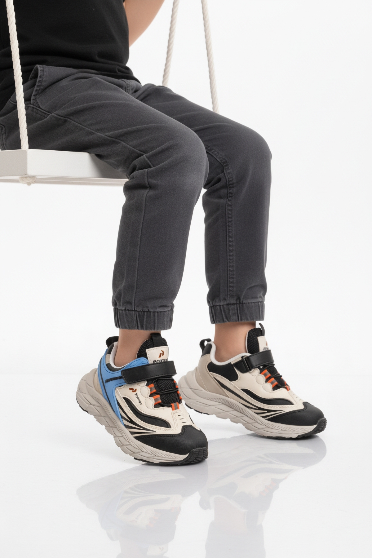 Mavi Cırtlı Hafif Esnek Erkek Çocuk Spor Ayakkabı 1987 F - Görsel 2