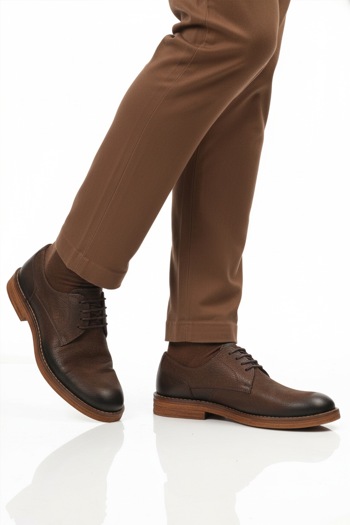 Kahve Nubuk Hakiki Deri Erkek Casual Ayakkabı Po 2226 M - Görsel 2