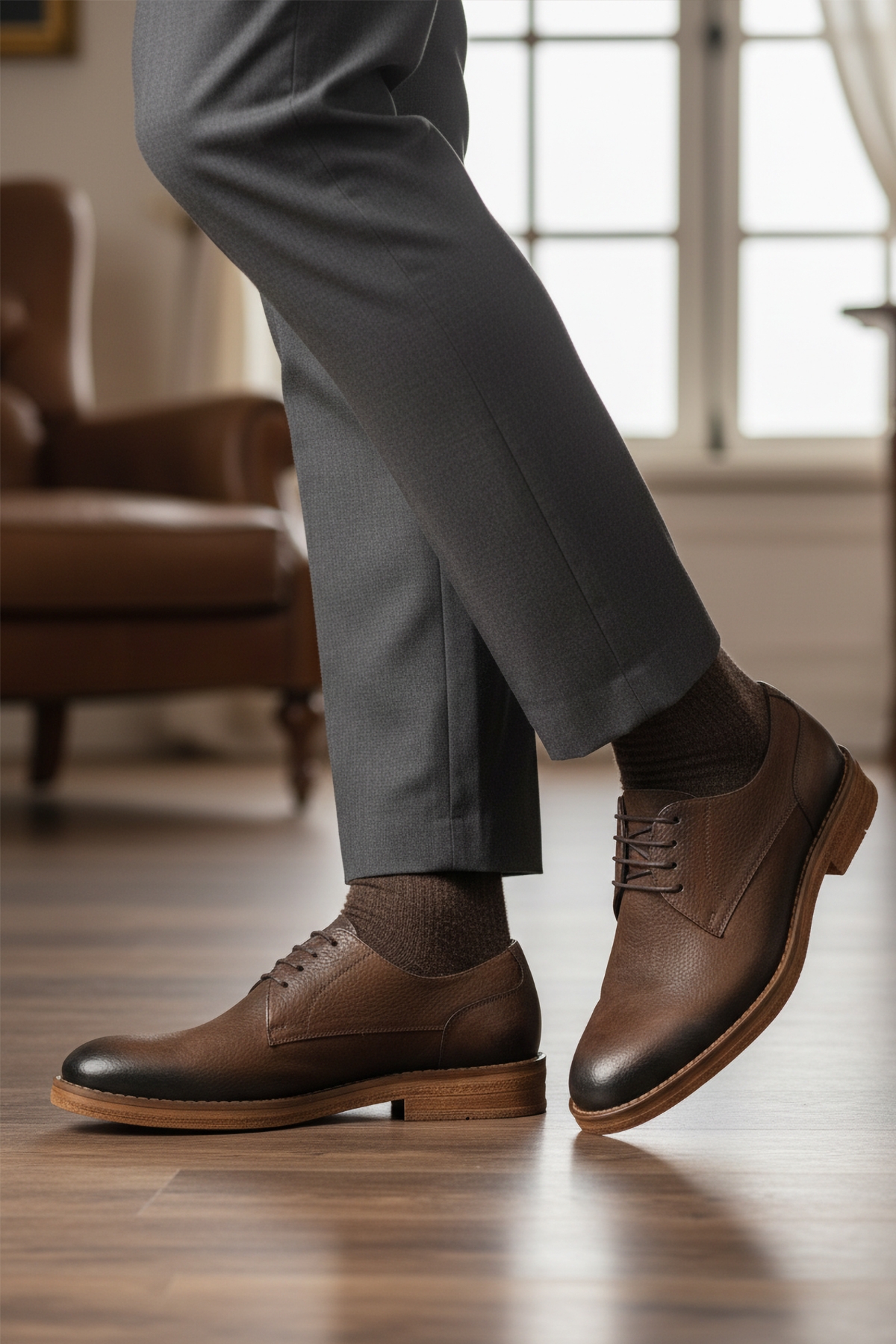 Kahve Nubuk Hakiki Deri Erkek Casual Ayakkabı Po 2226 M - Görsel 4