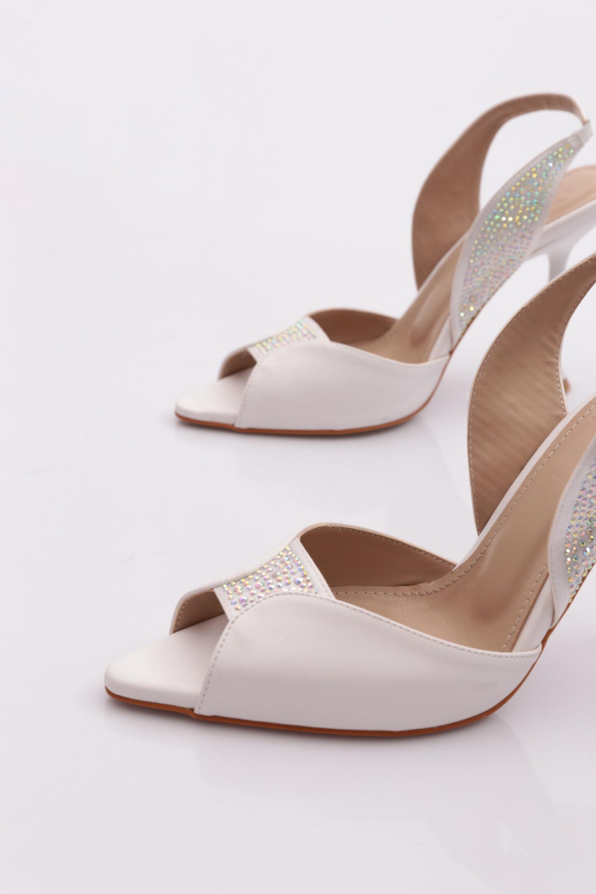 02 Kadin Silver Taşli Kadeh Topuklu Ayakkabi - Görsel 5