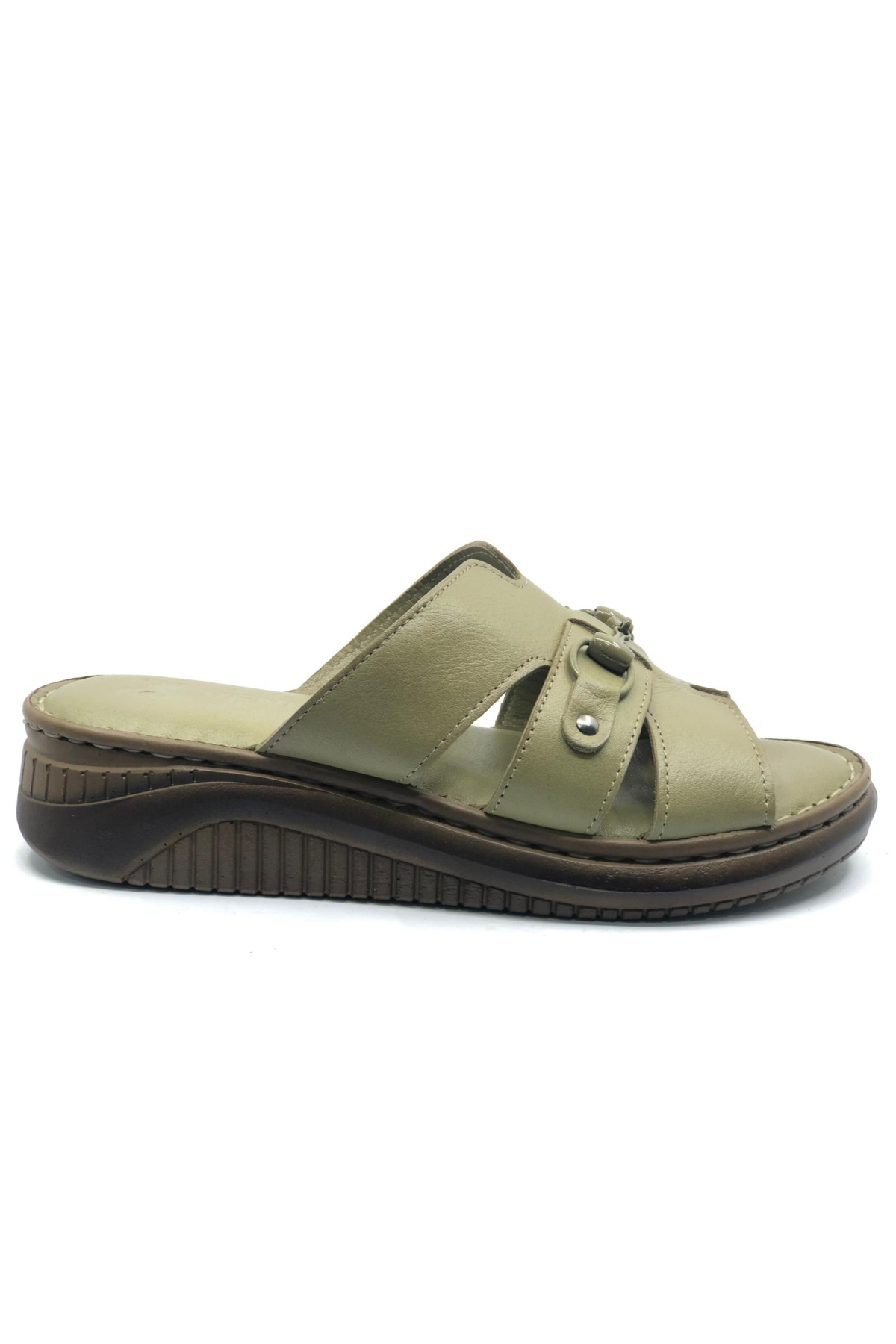 Roz Hakiki Deri Kadın Terlik - Görsel 2