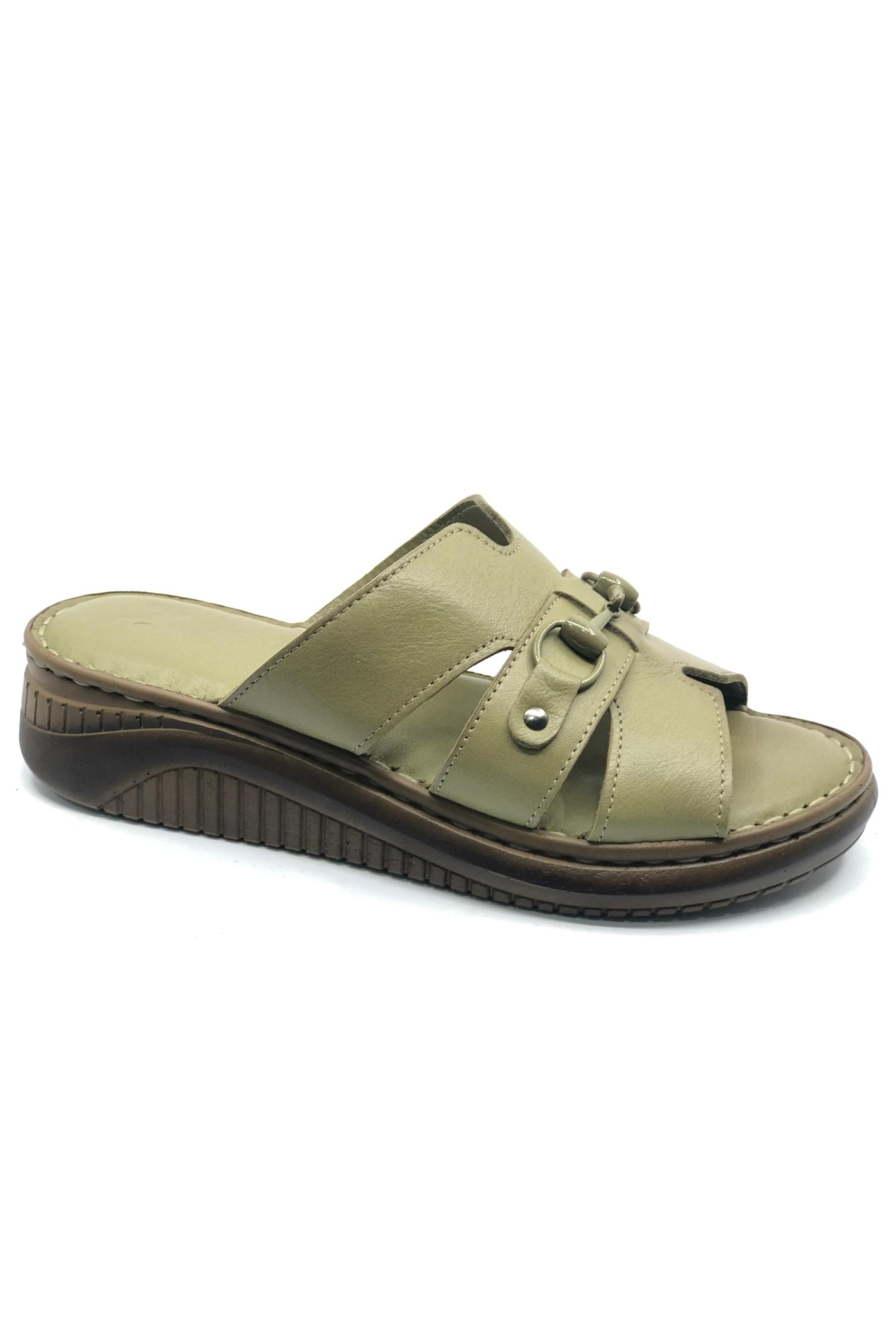 Roz Hakiki Deri Kadın Terlik - Görsel 3